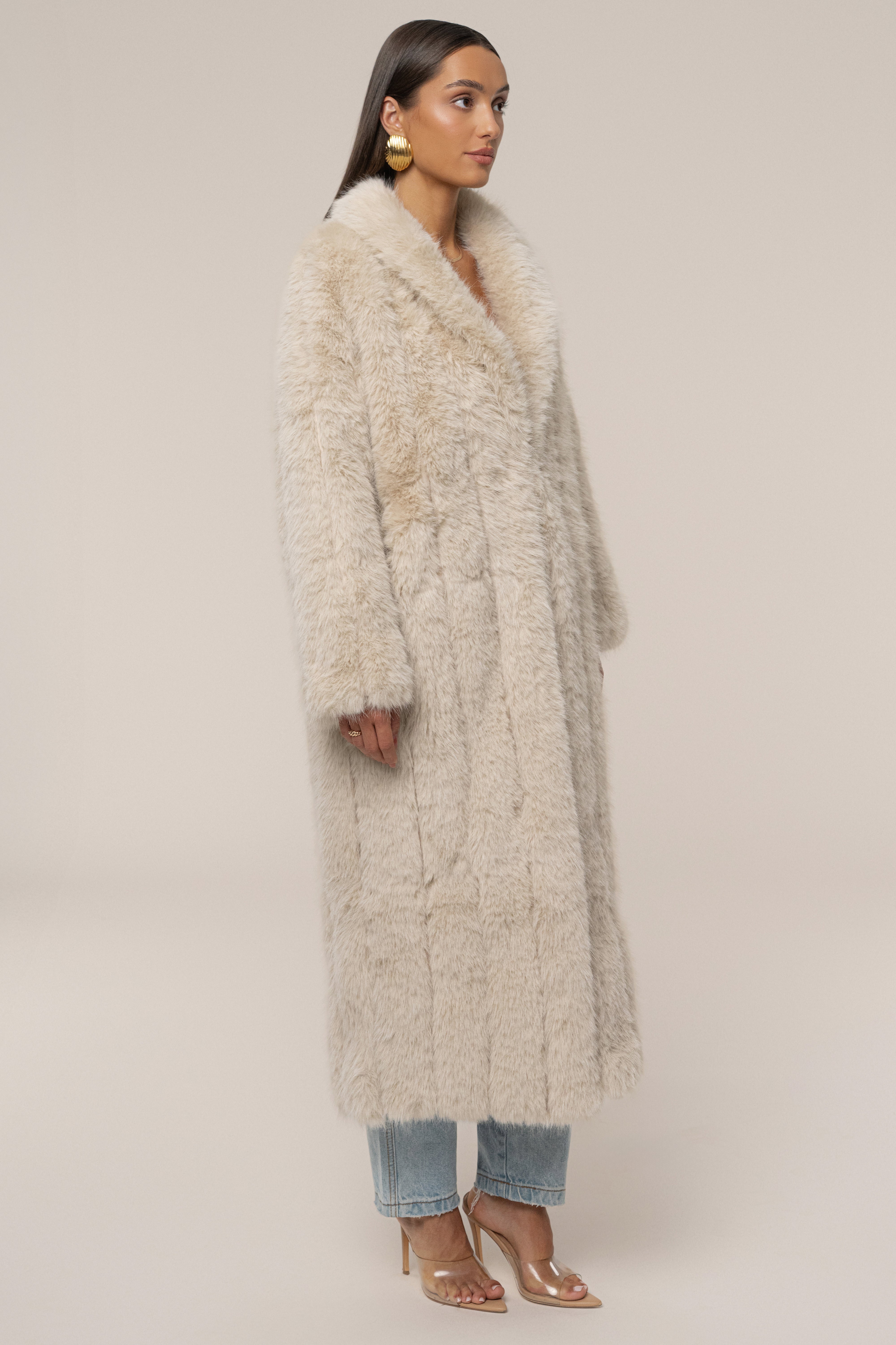 Beige Manhattan Faux Fur Coat - JLUXLABEL