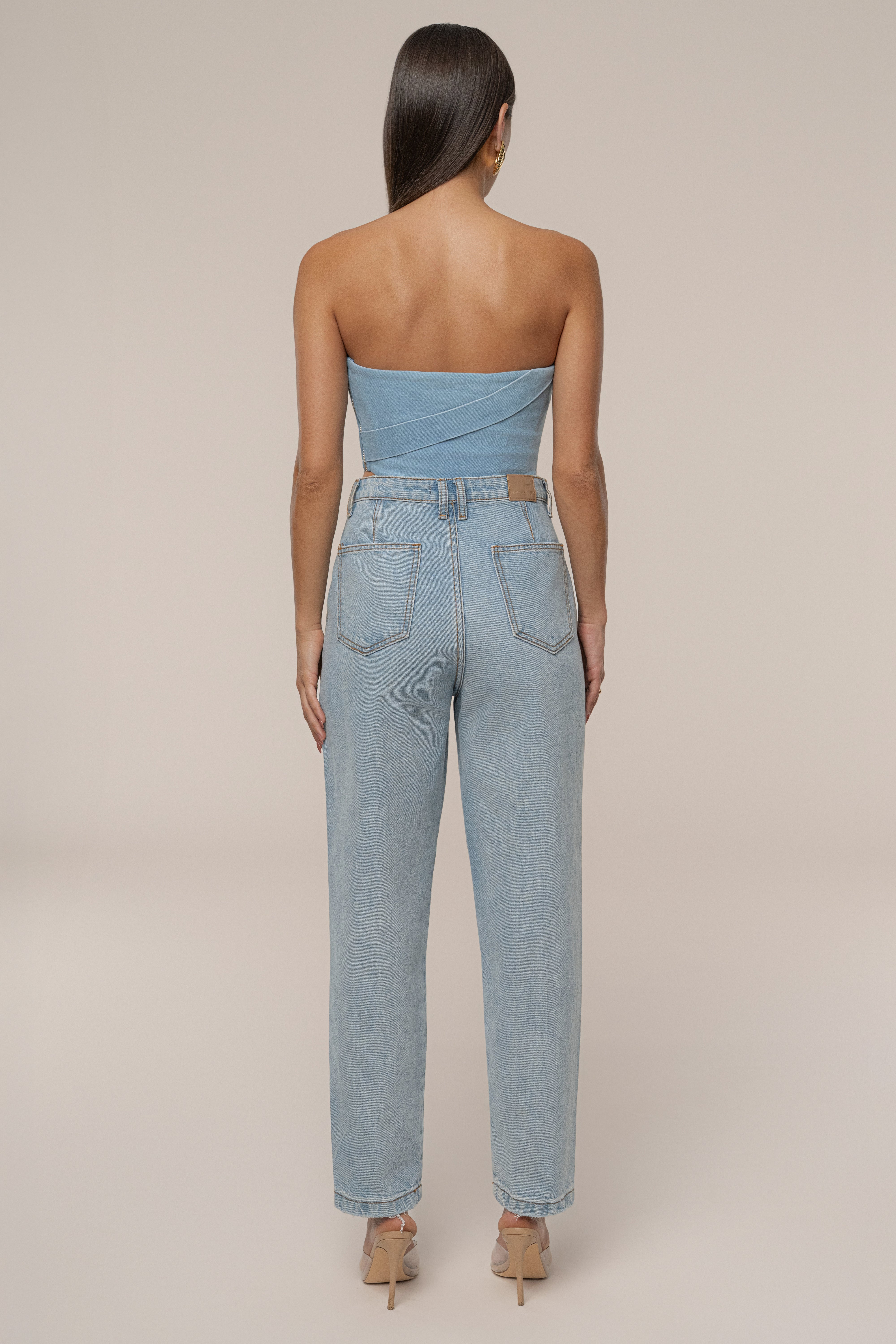 Light Wash Teyana Denim Bustier - JLUXLABEL