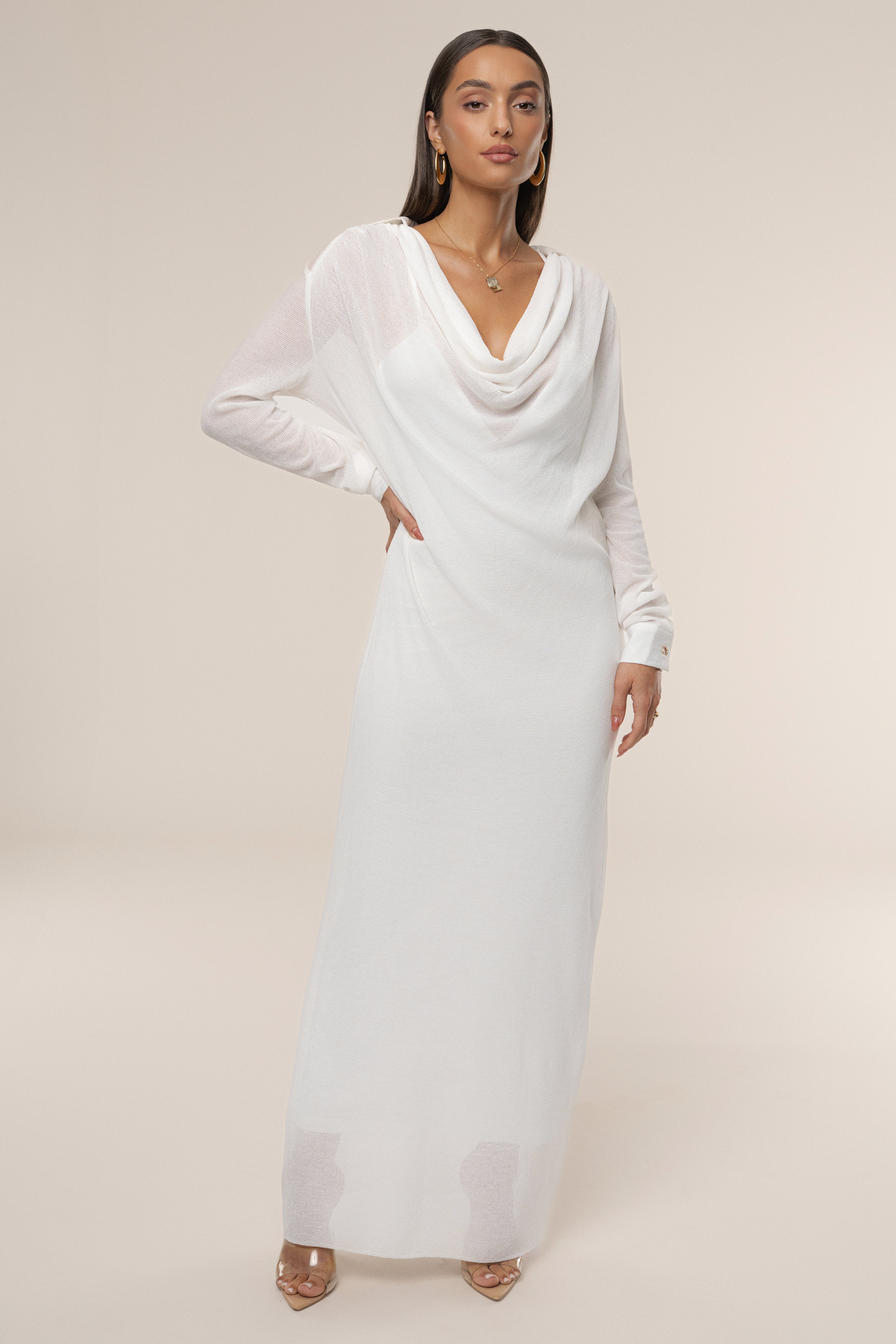 Ivory Savanna Cowl Maxi Dress - JLUXLABEL