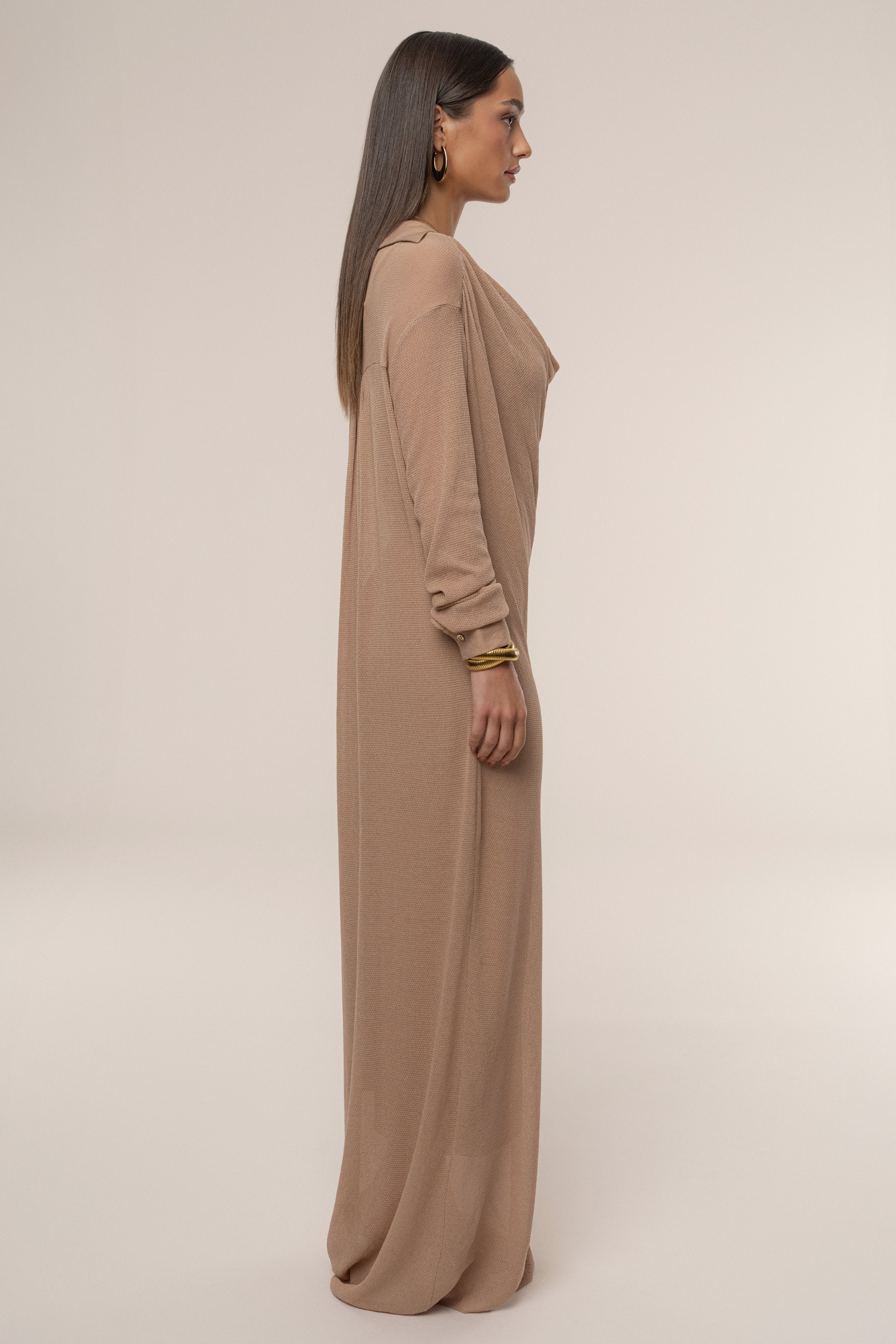 Tan Savanna Cowl Maxi Dress - JLUXLABEL