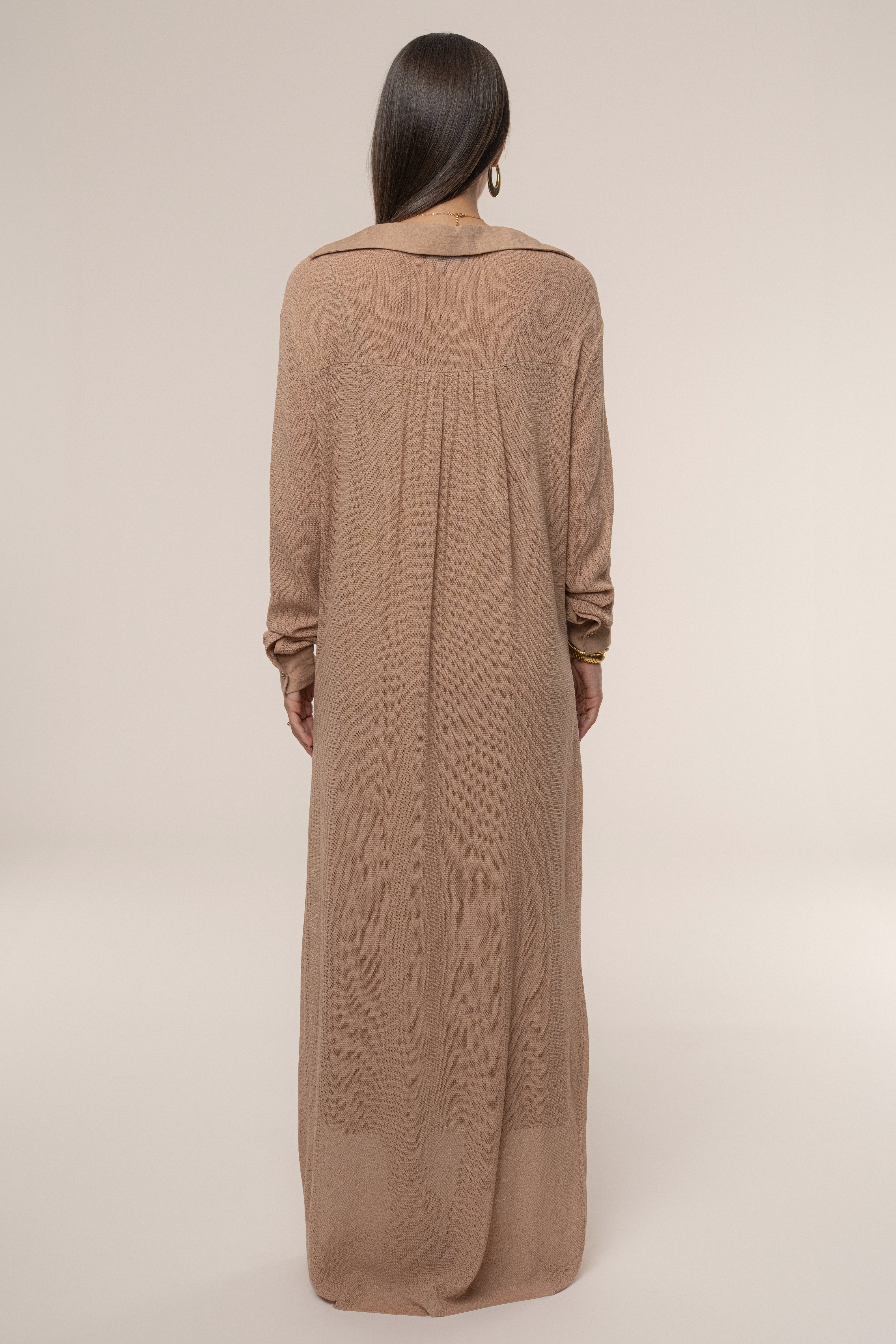 Tan Savanna Cowl Maxi Dress - JLUXLABEL
