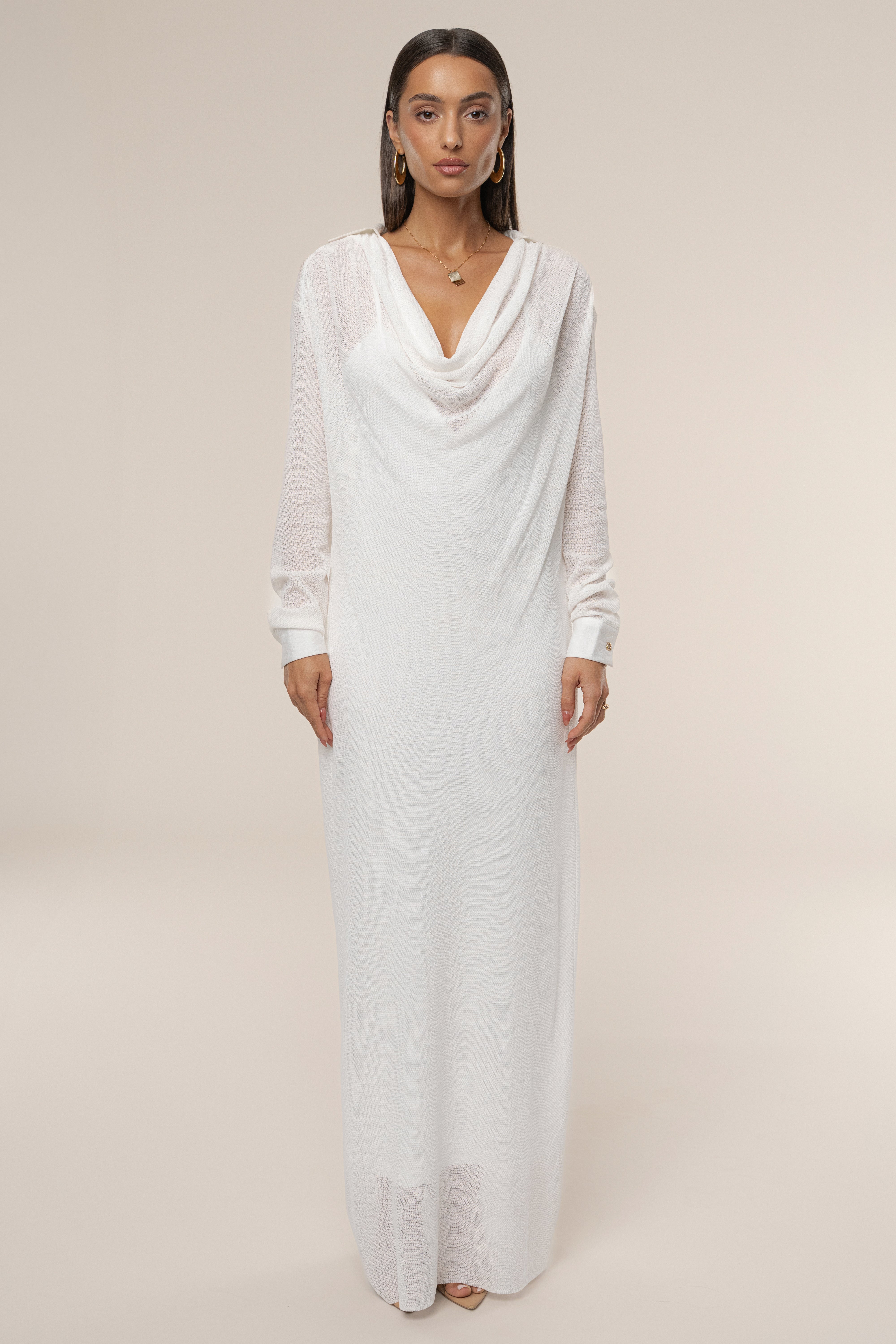 Ivory Savanna Cowl Maxi Dress - JLUXLABEL