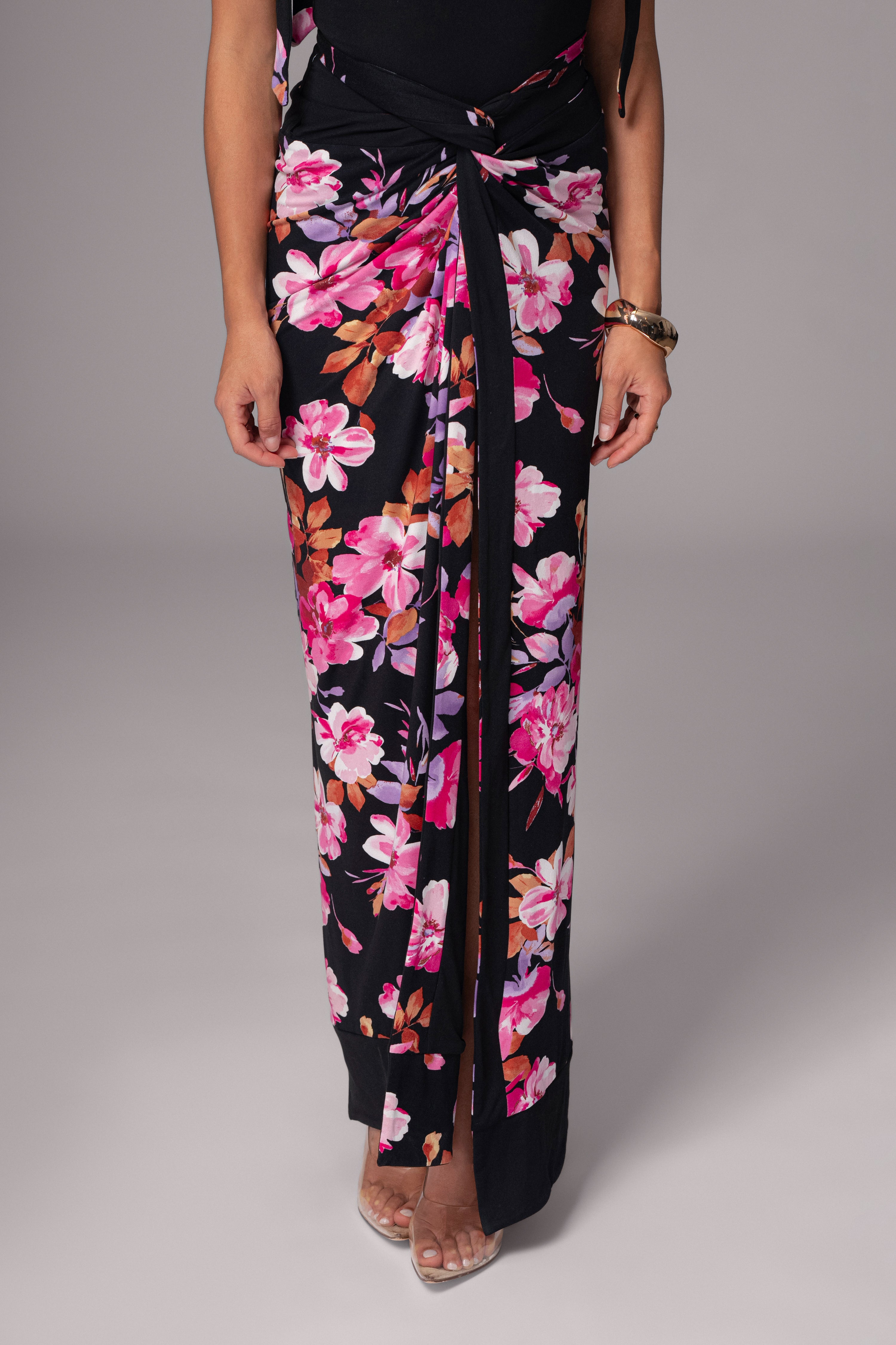 Black Floral Kamie Reversible Skirt Set - JLUXLABEL