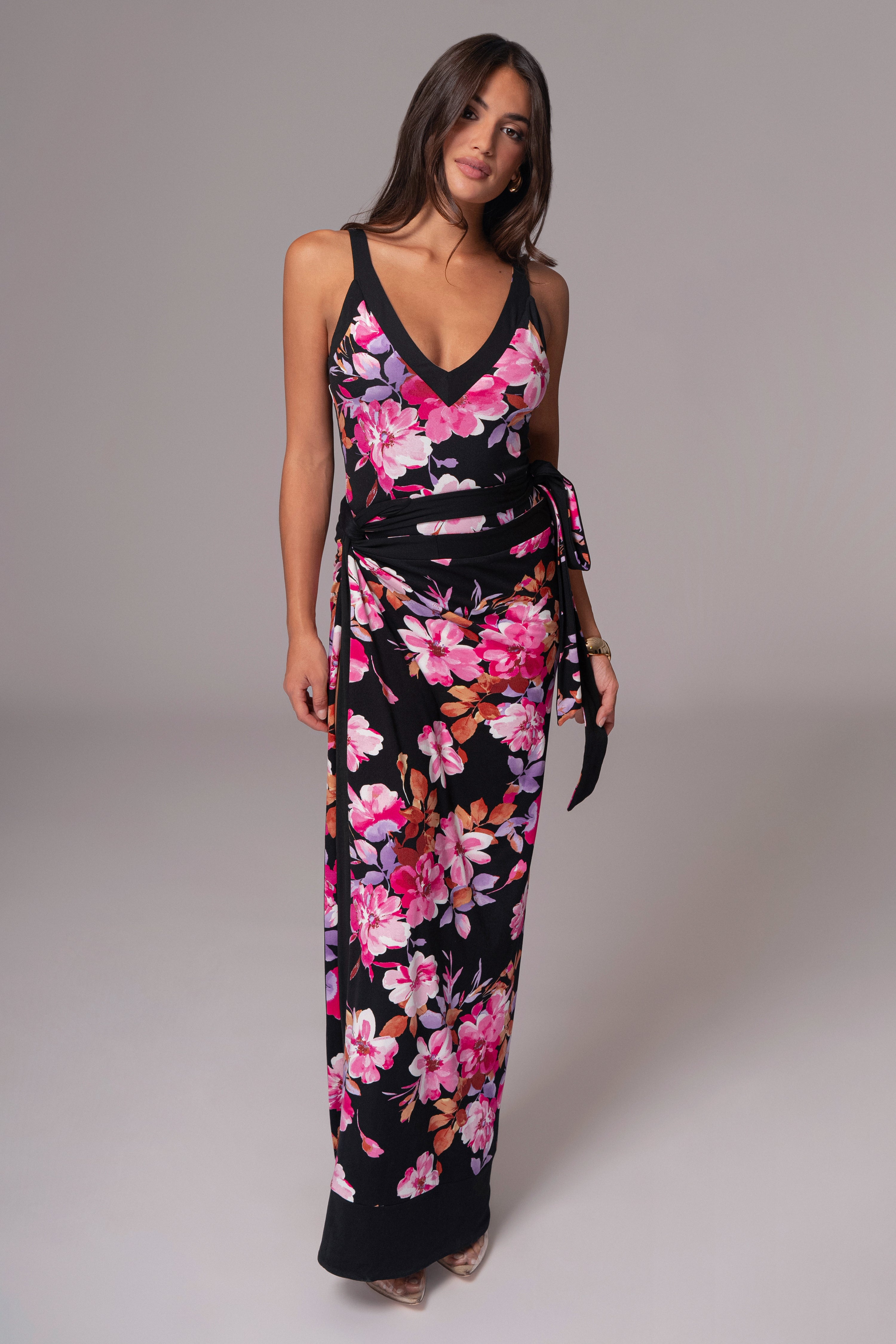 Black Floral Kamie Reversible Skirt Set - JLUXLABEL