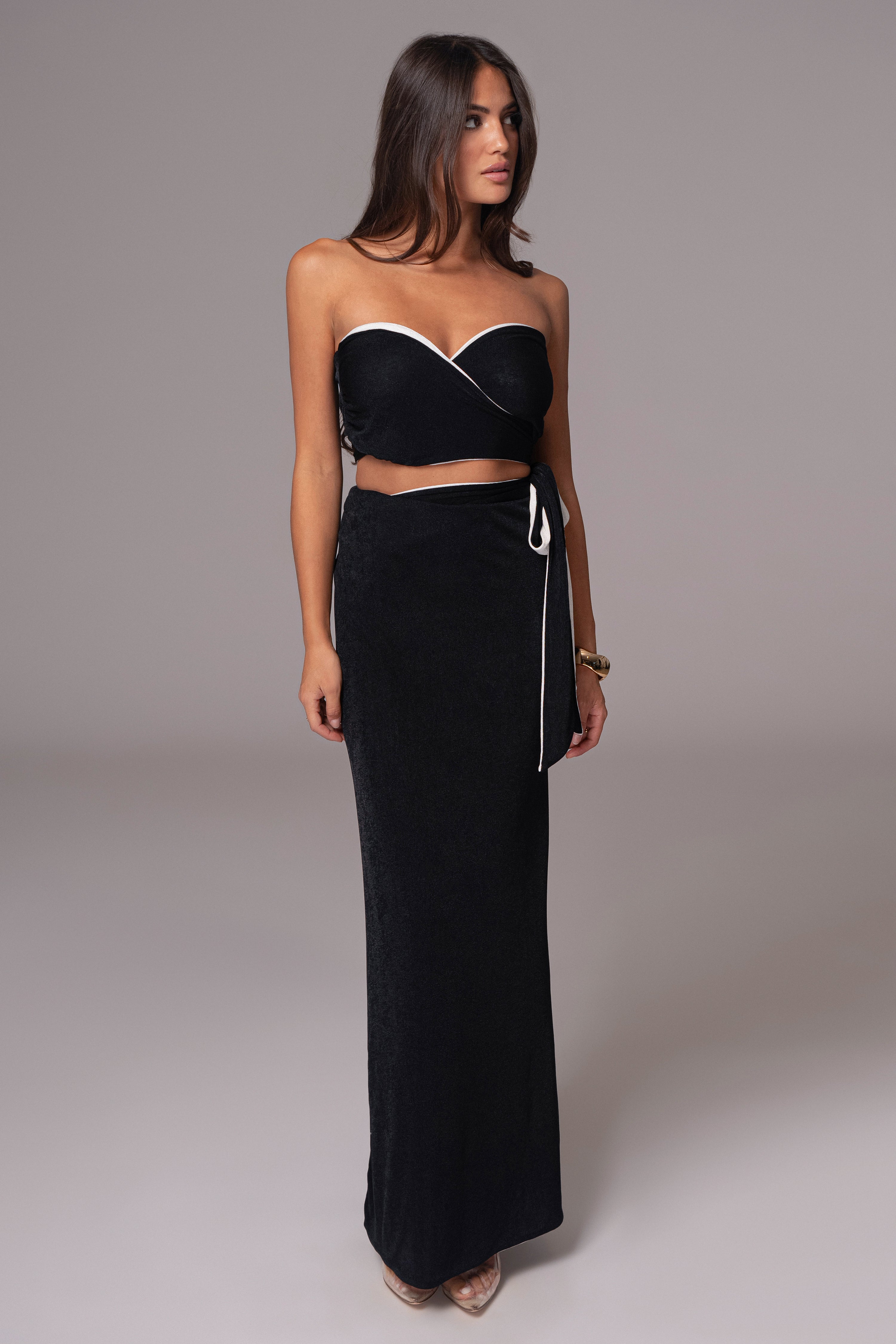 White/Black Venus Reversible Skirt Set - JLUXLABEL