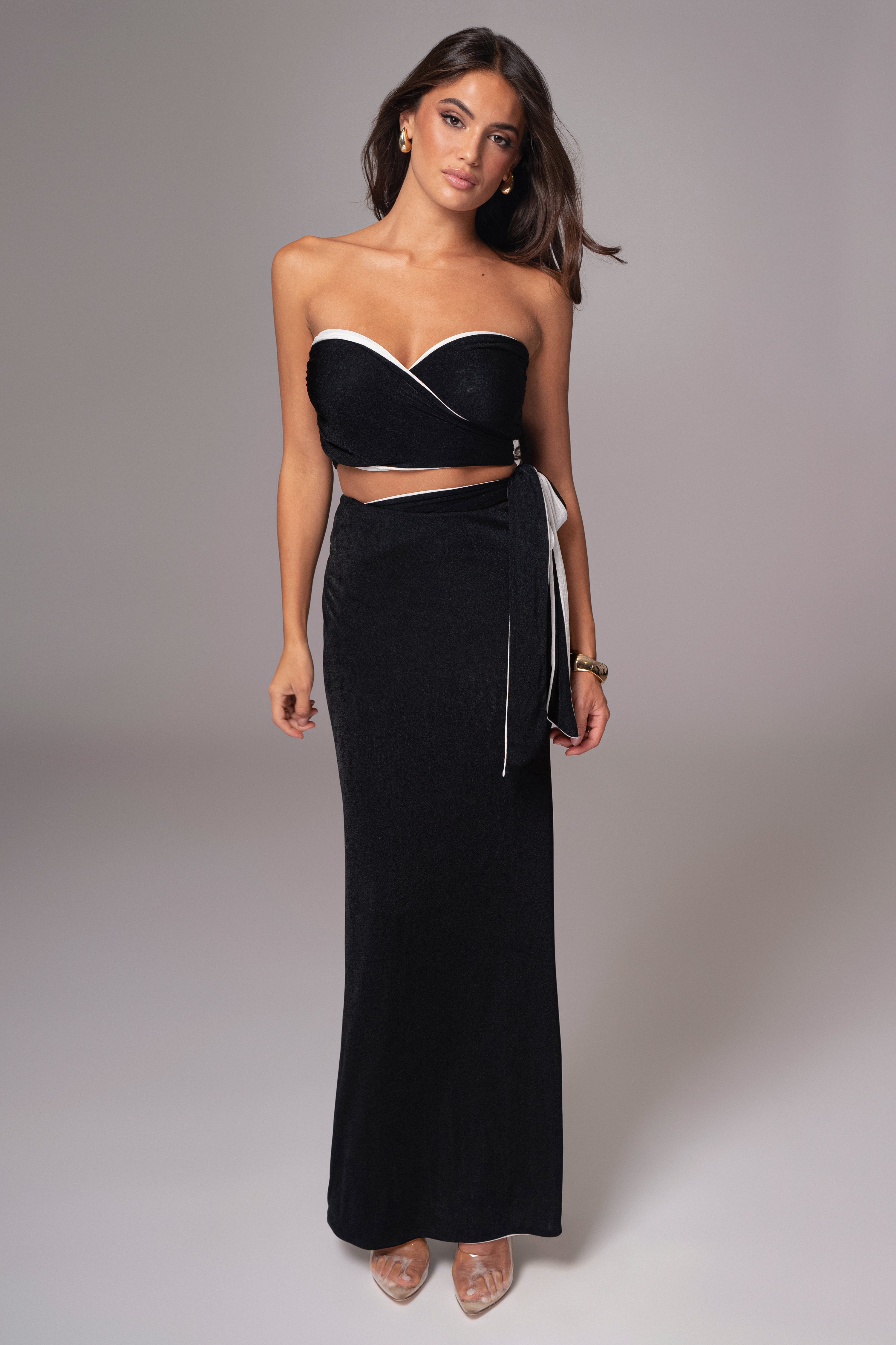 White/Black Venus Reversible Skirt Set - JLUXLABEL