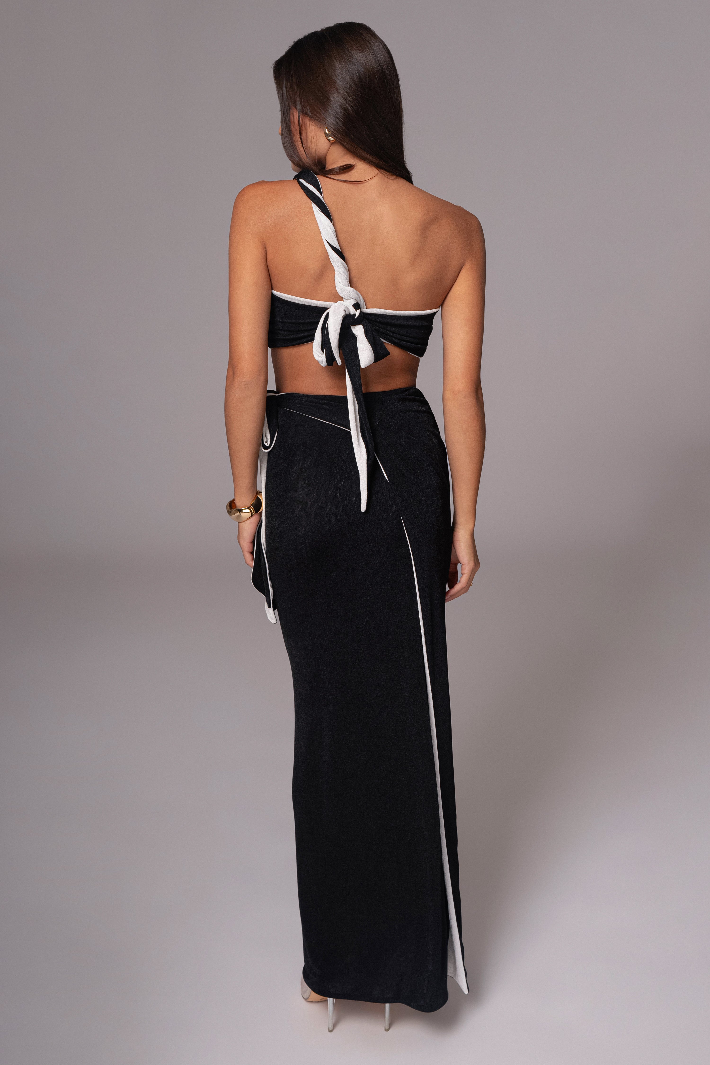 White/Black Venus Reversible Skirt Set - JLUXLABEL