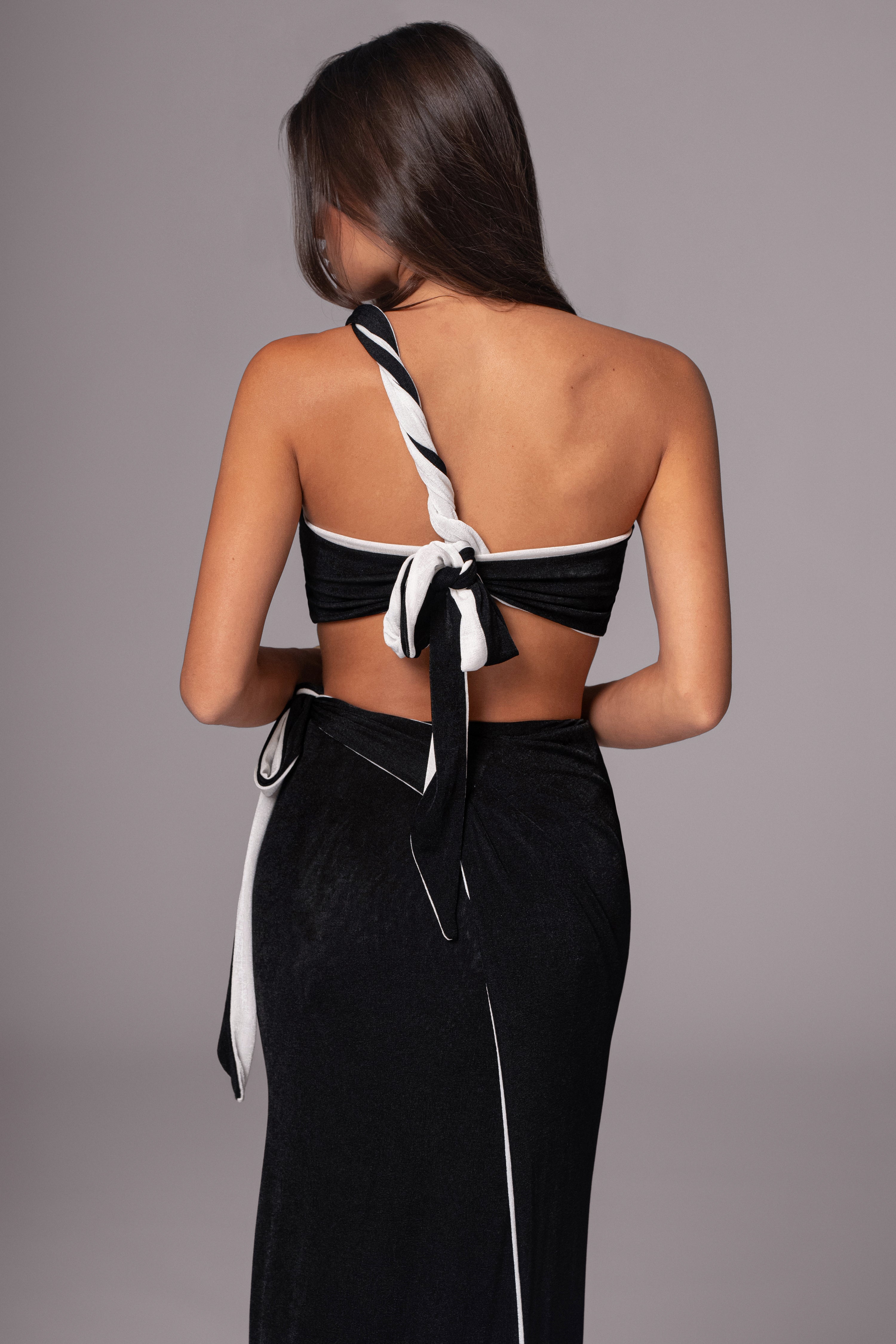 White/Black Venus Reversible Skirt Set - JLUXLABEL
