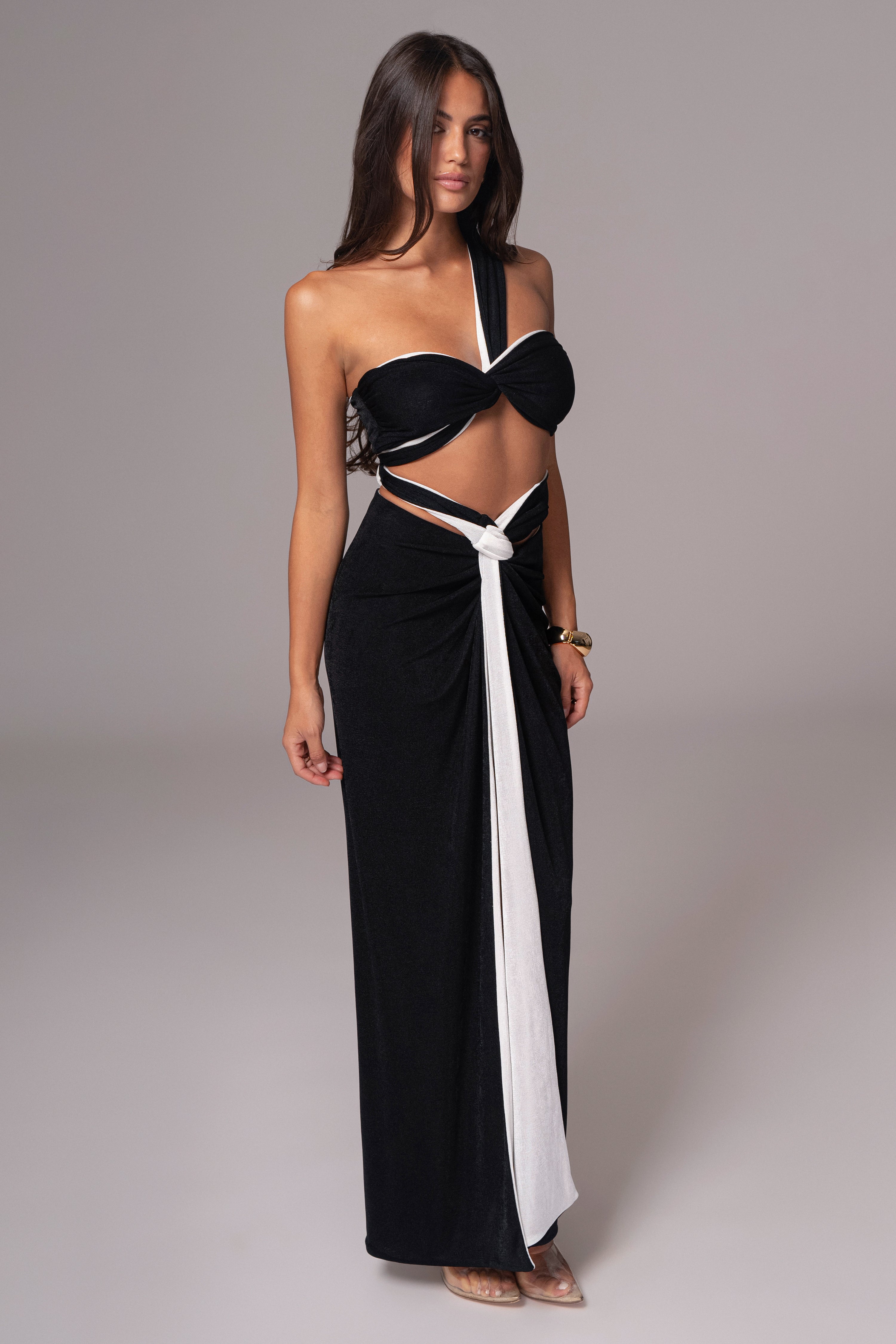 White/Black Venus Reversible Skirt Set - JLUXLABEL