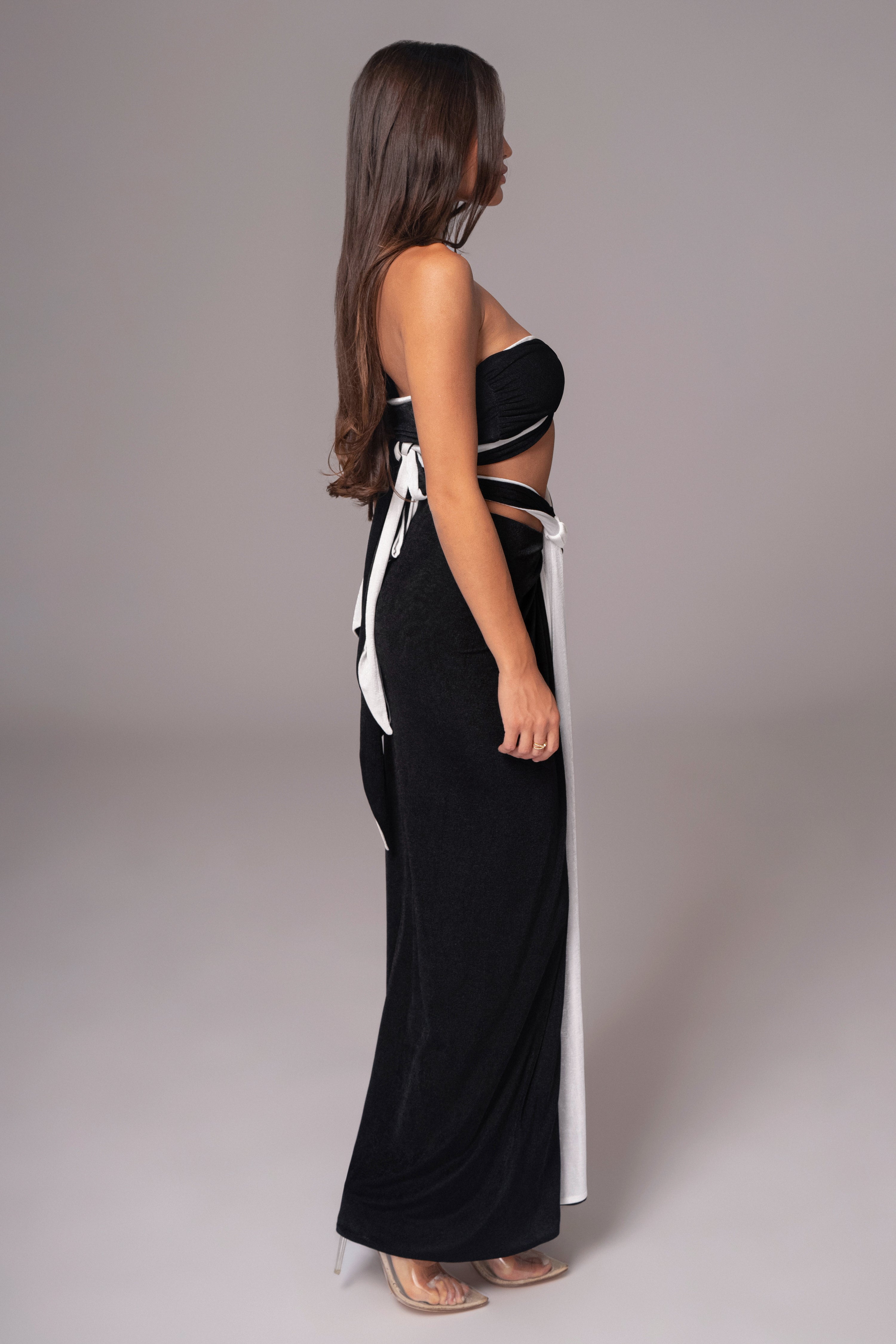 White/Black Venus Reversible Skirt Set - JLUXLABEL