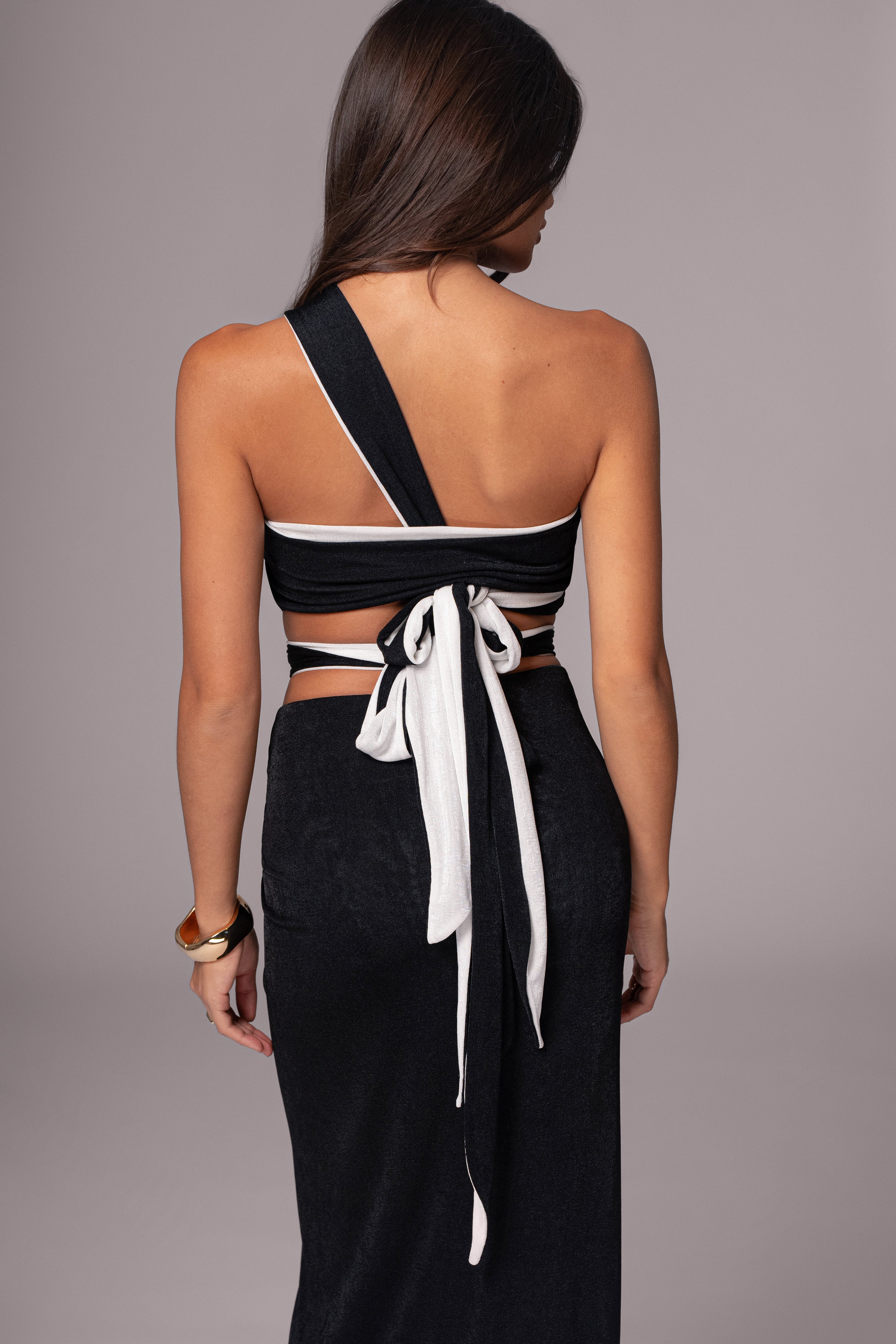 White/Black Venus Reversible Skirt Set - JLUXLABEL