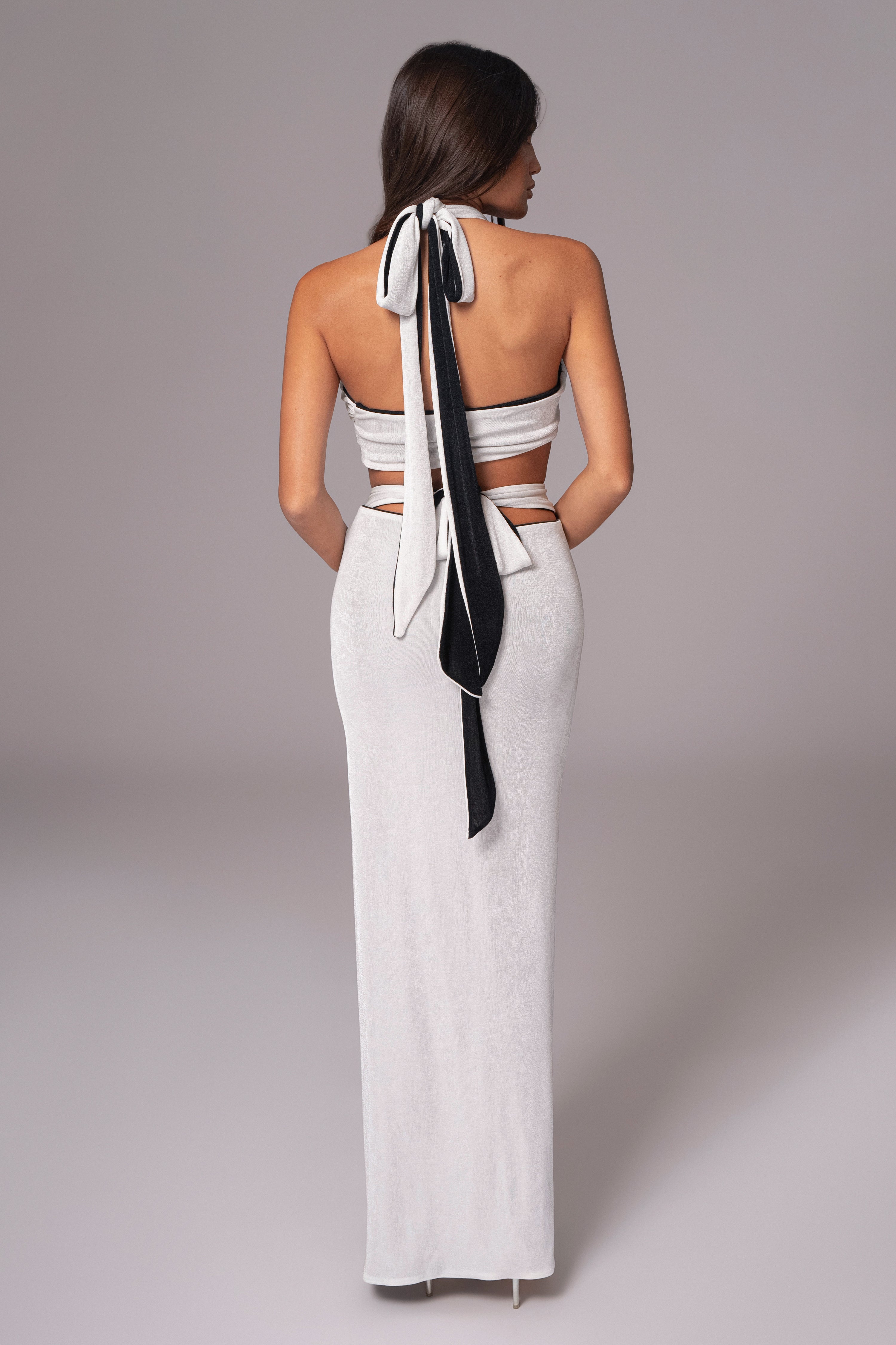 White/Black Venus Reversible Skirt Set - JLUXLABEL