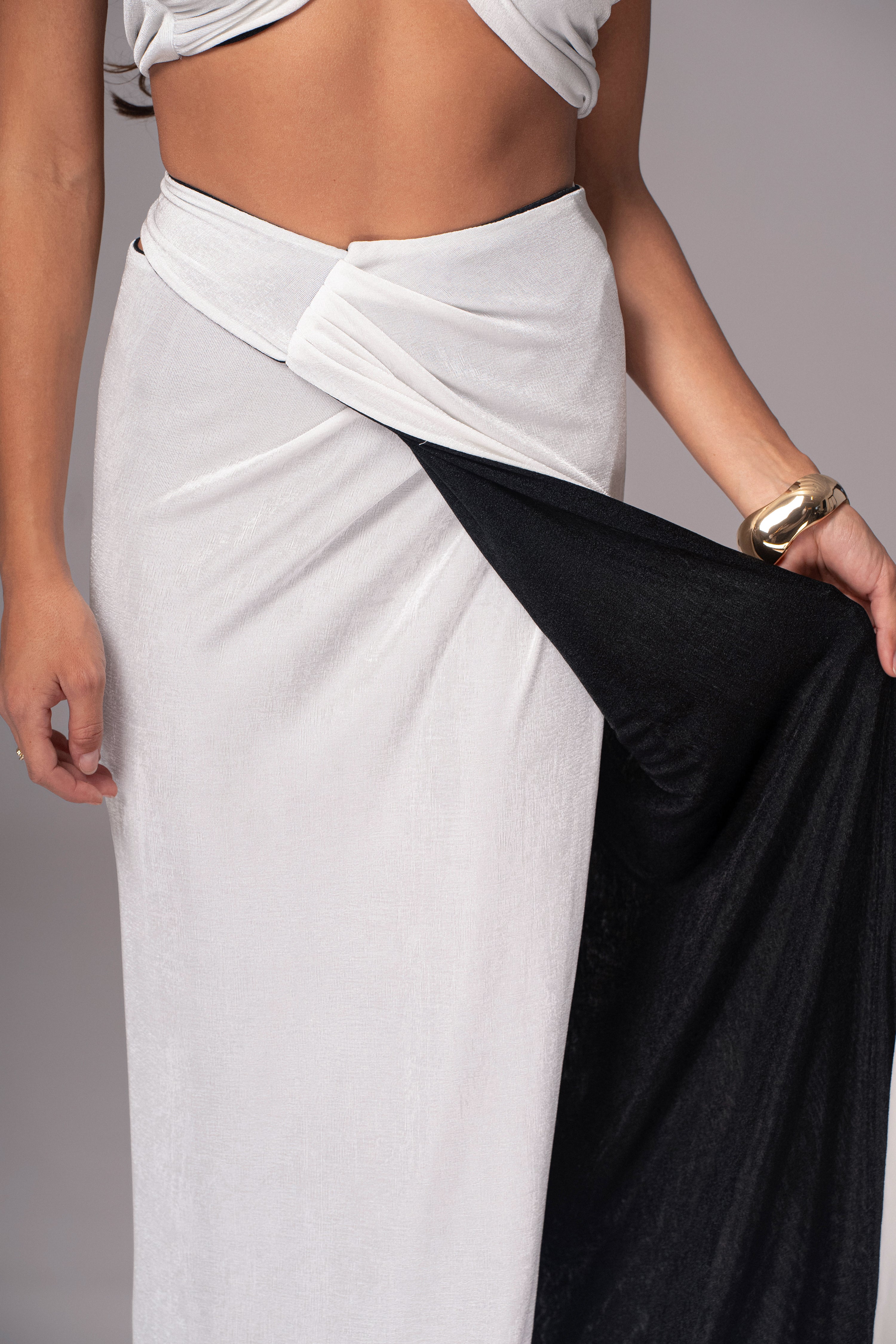 White/Black Venus Reversible Skirt Set - JLUXLABEL