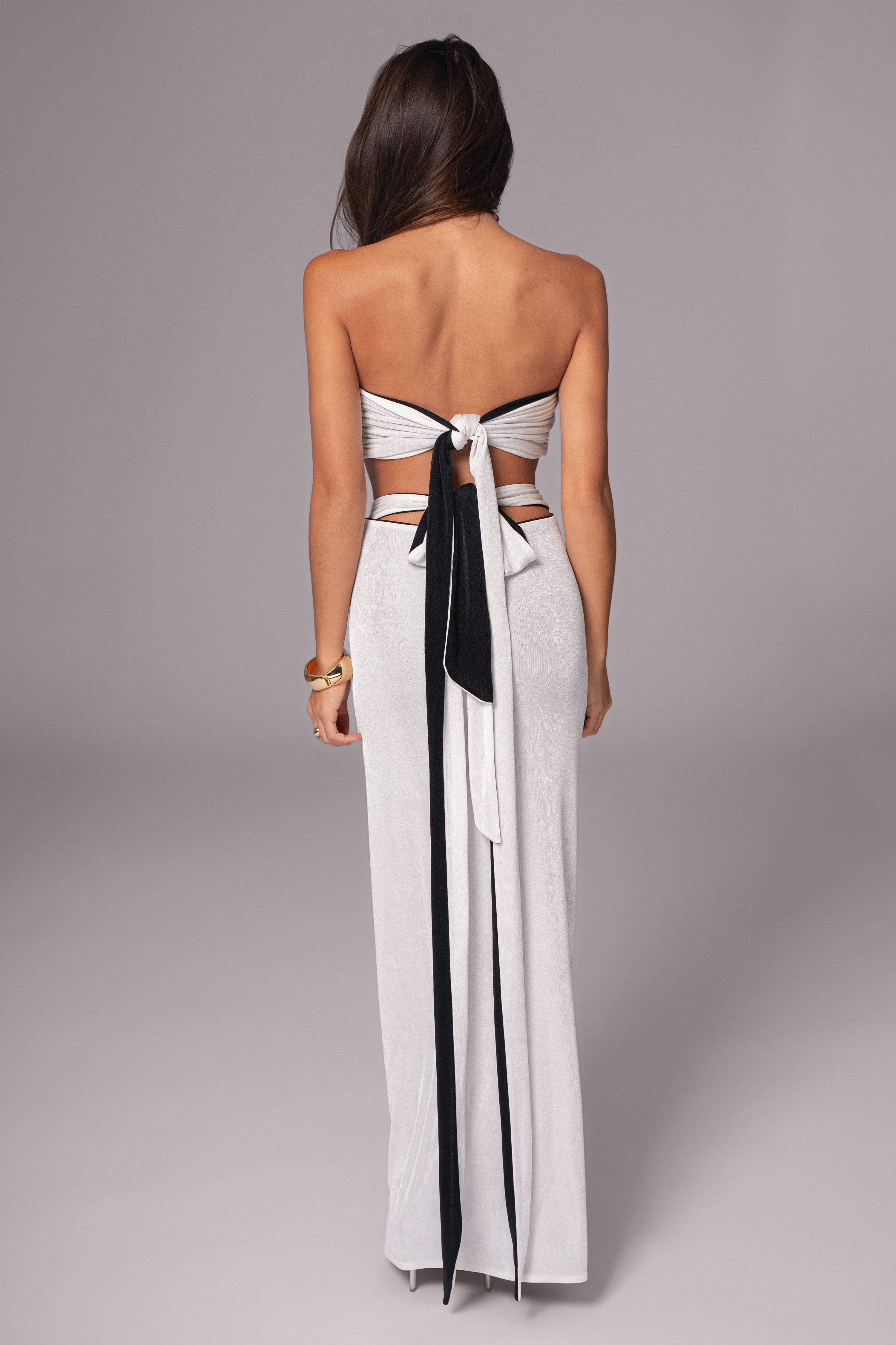 White/Black Venus Reversible Skirt Set - JLUXLABEL