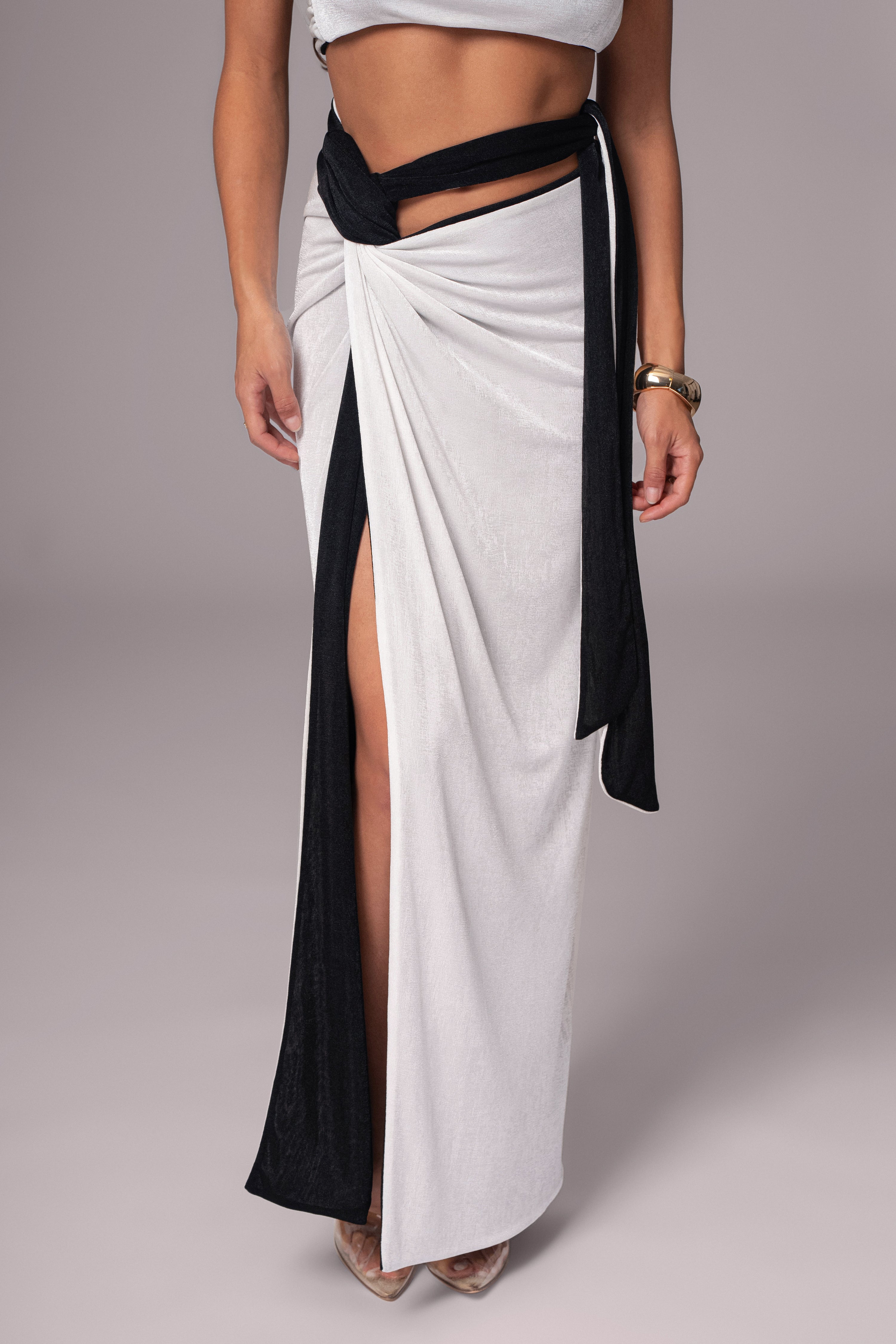 White/Black Venus Reversible Skirt Set - JLUXLABEL