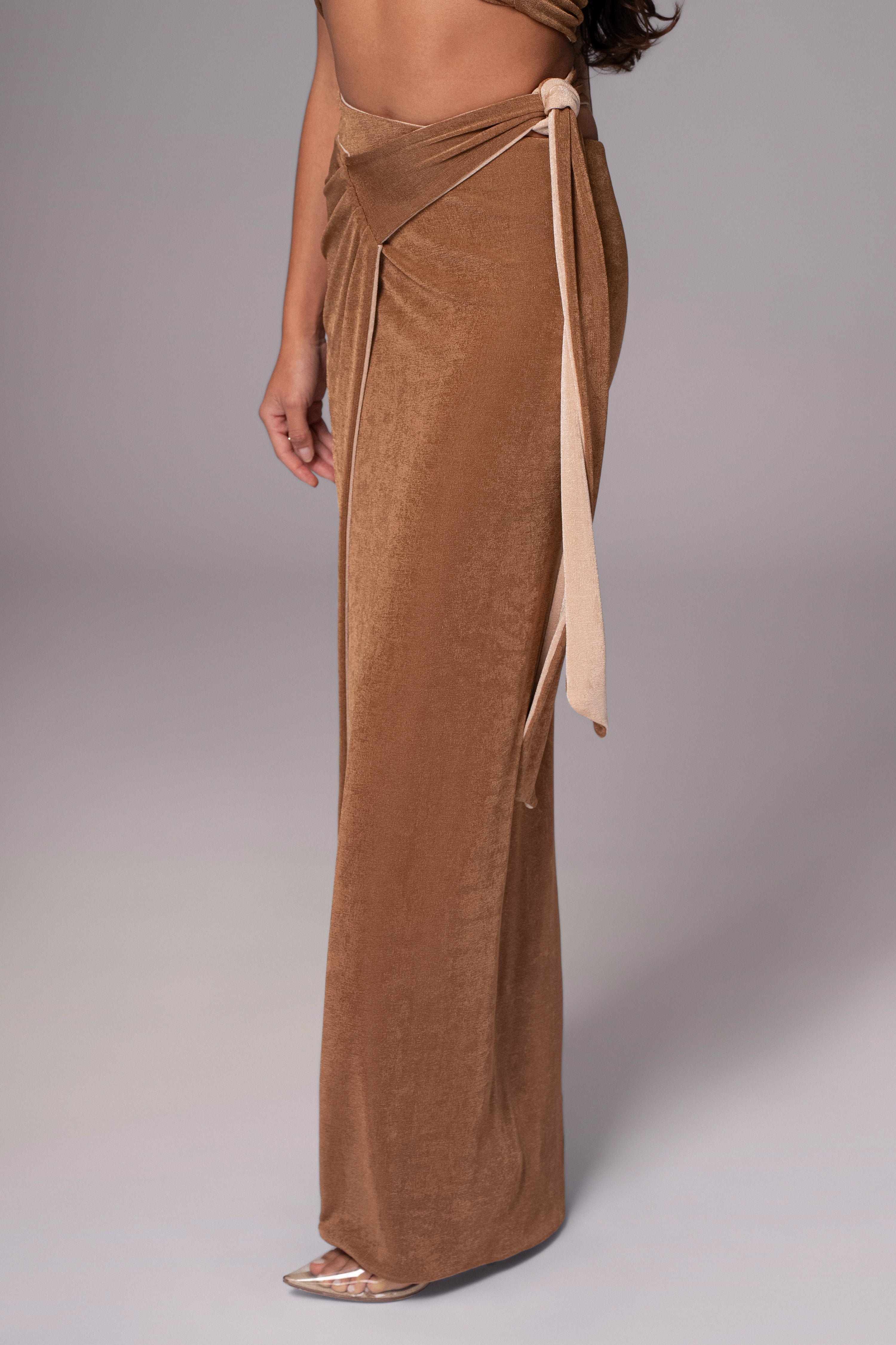 Brown/Beige Venus Reversible Skirt Set - JLUXLABEL