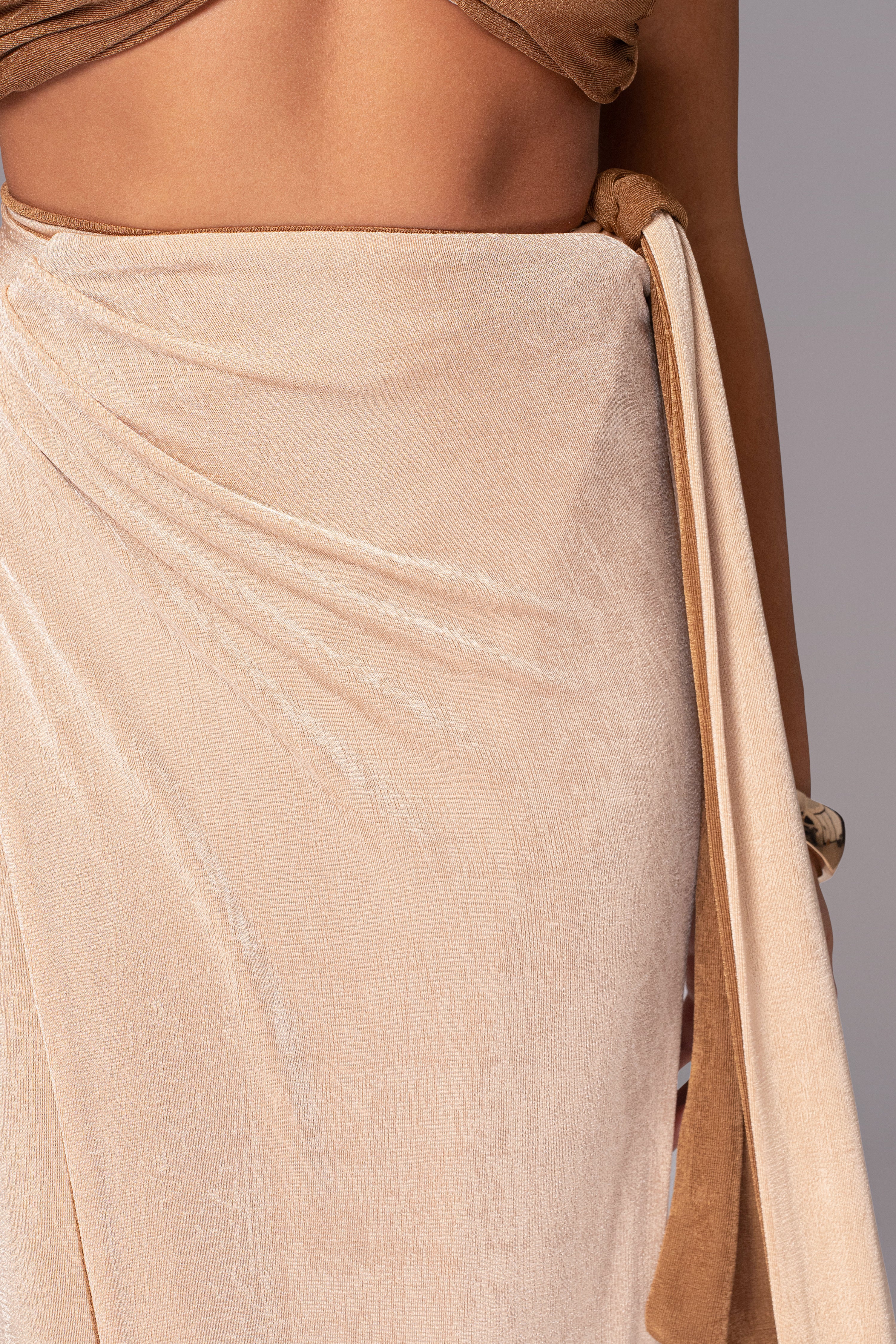 Brown/Beige Venus Reversible Skirt Set - JLUXLABEL