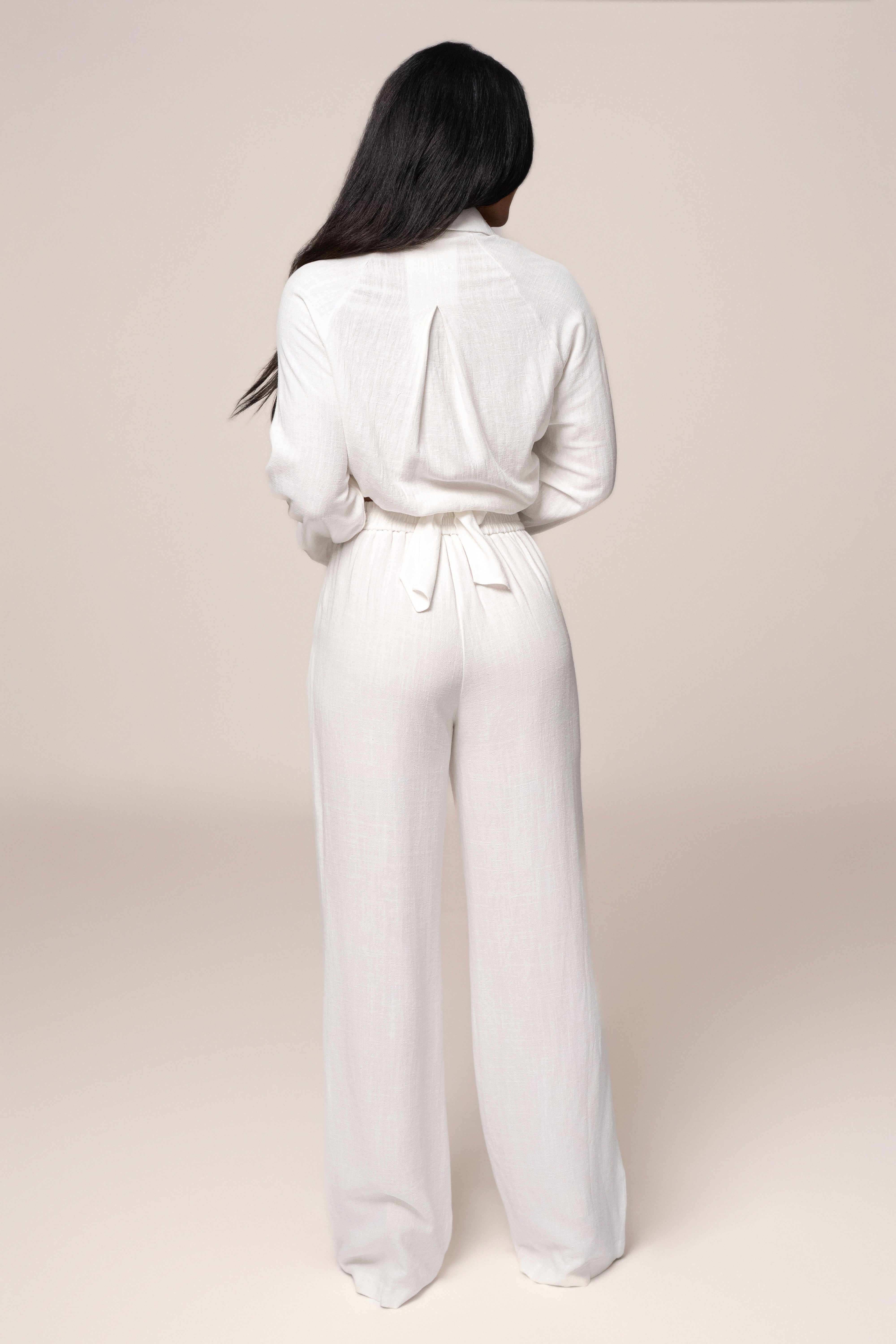 Ivory Soho Front Tied Woven Top - JLUXLABEL