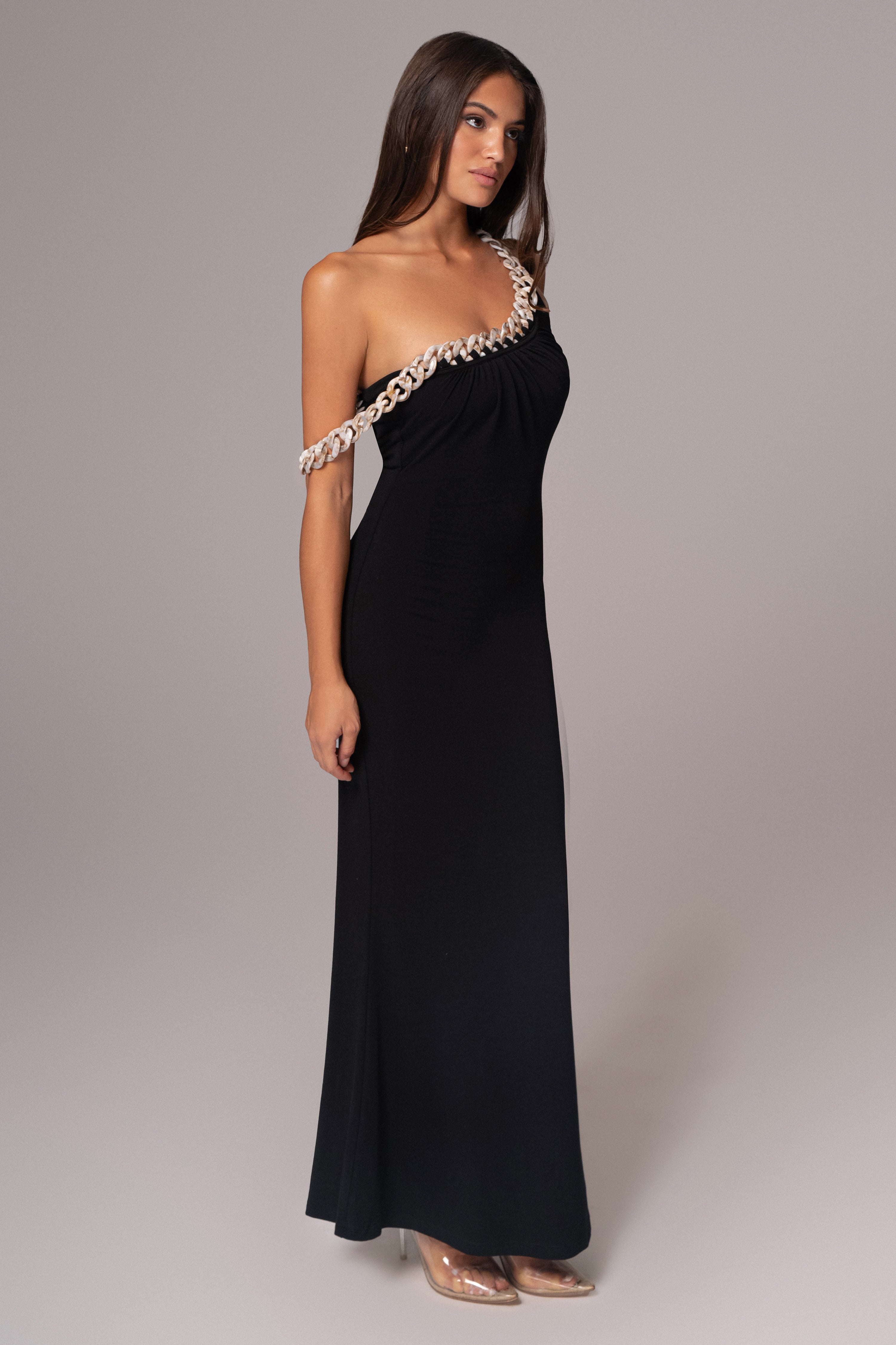 Black Monette Asymmetric Dress - JLUXLABEL