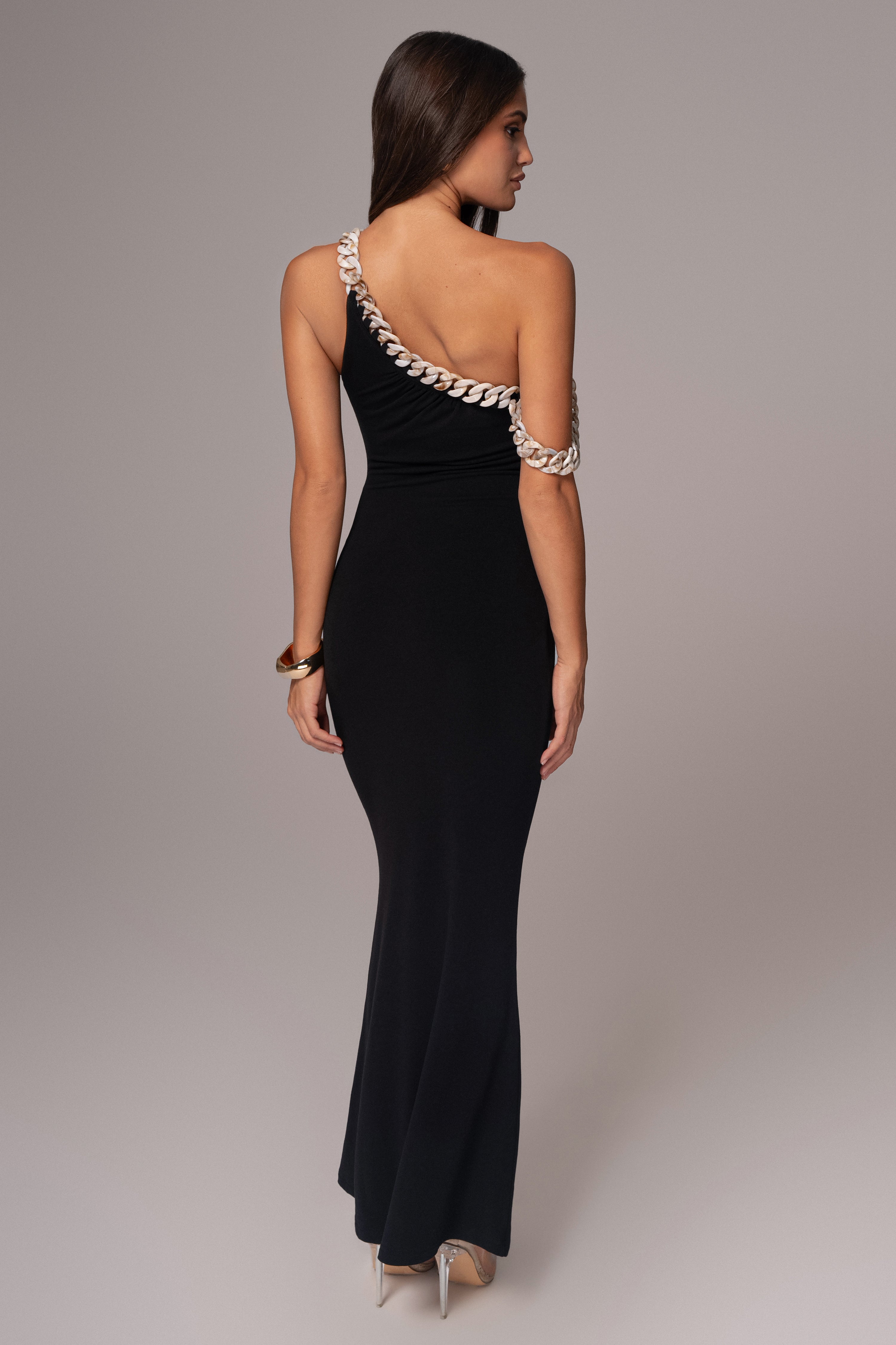 Black Monette Asymmetric Dress - JLUXLABEL