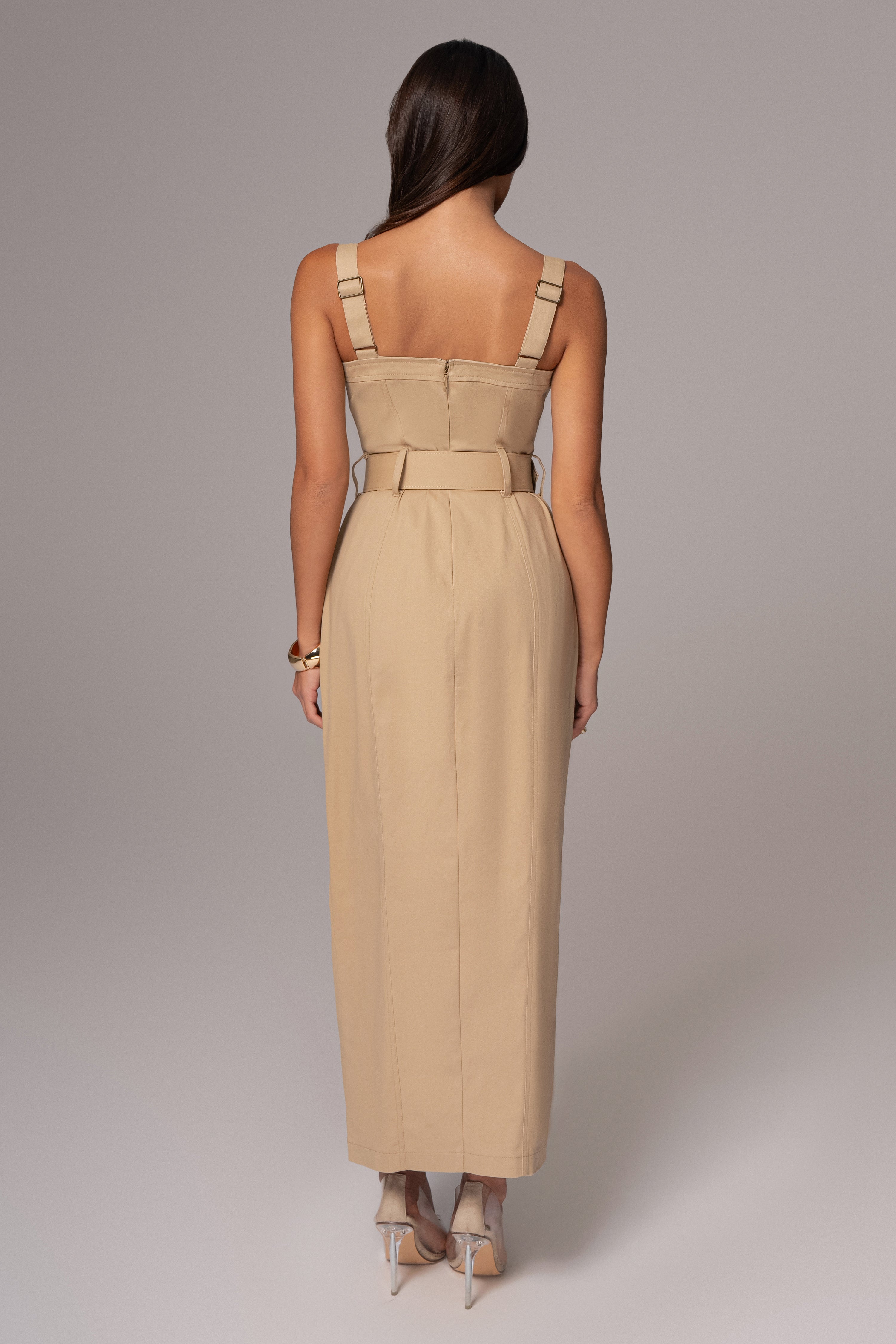 Khaki Forever Summer Belted Dress - JLUXLABEL
