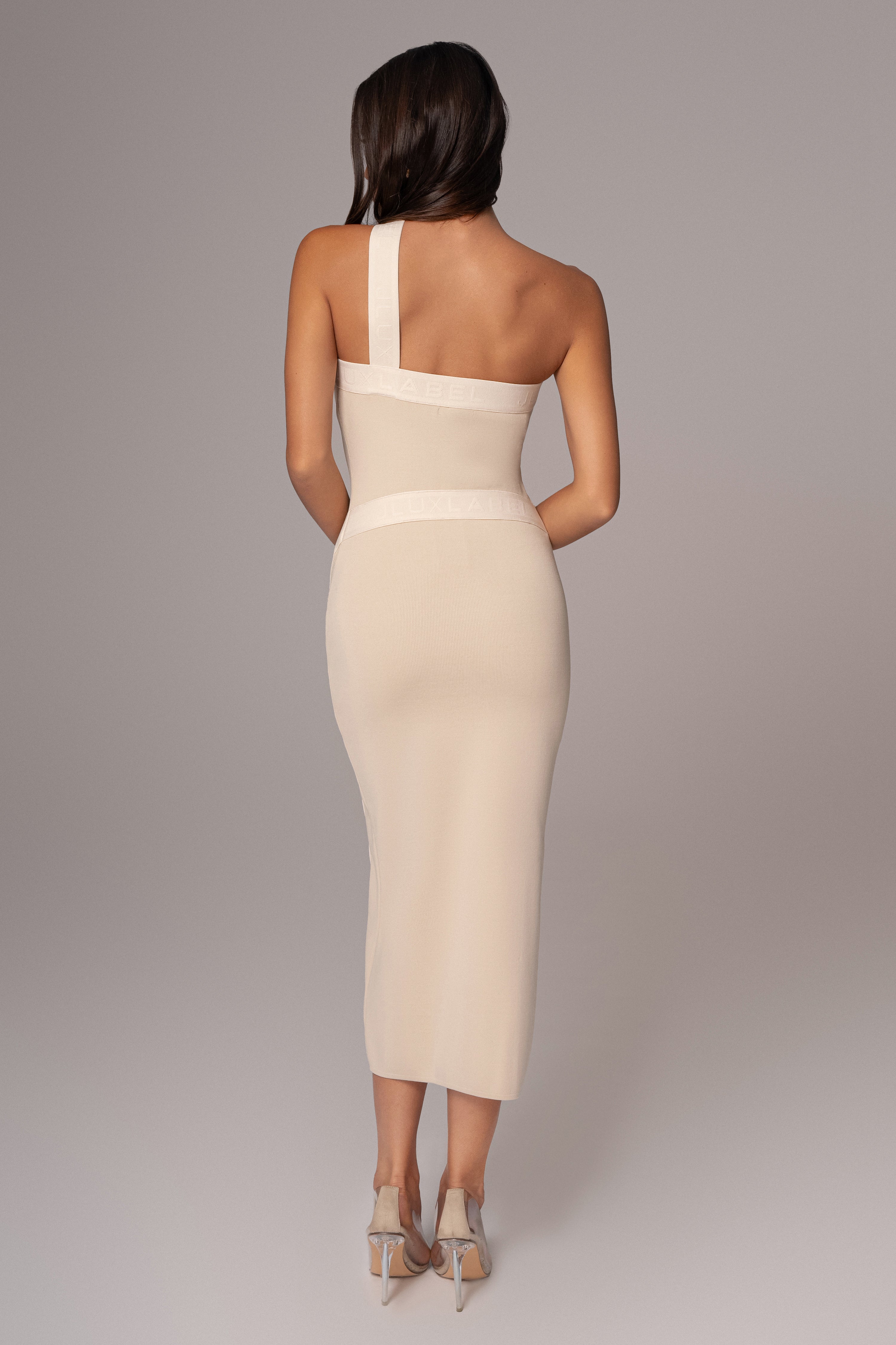 Ivory Ivone Asymmetrical Midi Dress - JLUXLABEL