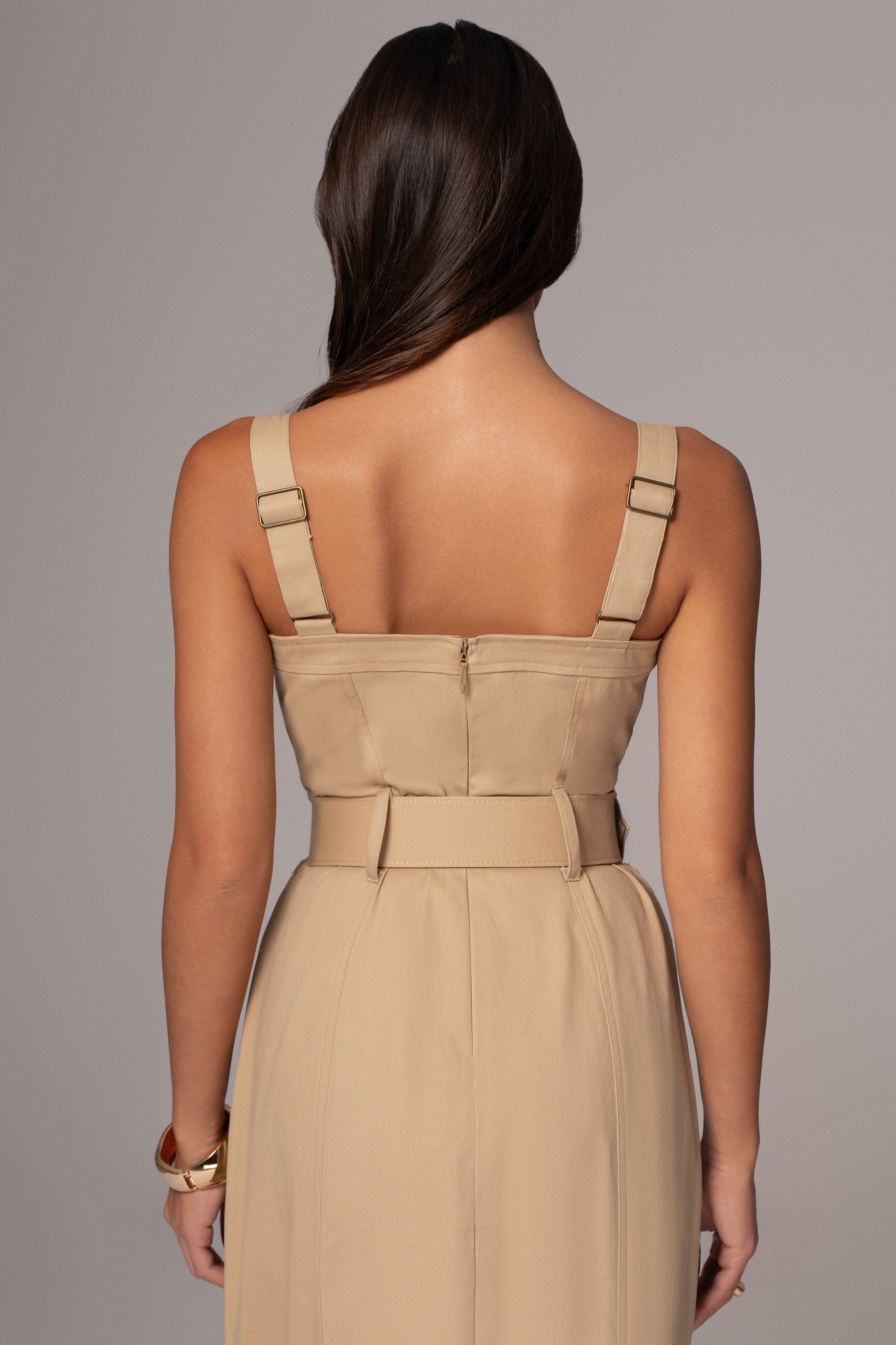 Khaki Forever Summer Belted Dress - JLUXLABEL