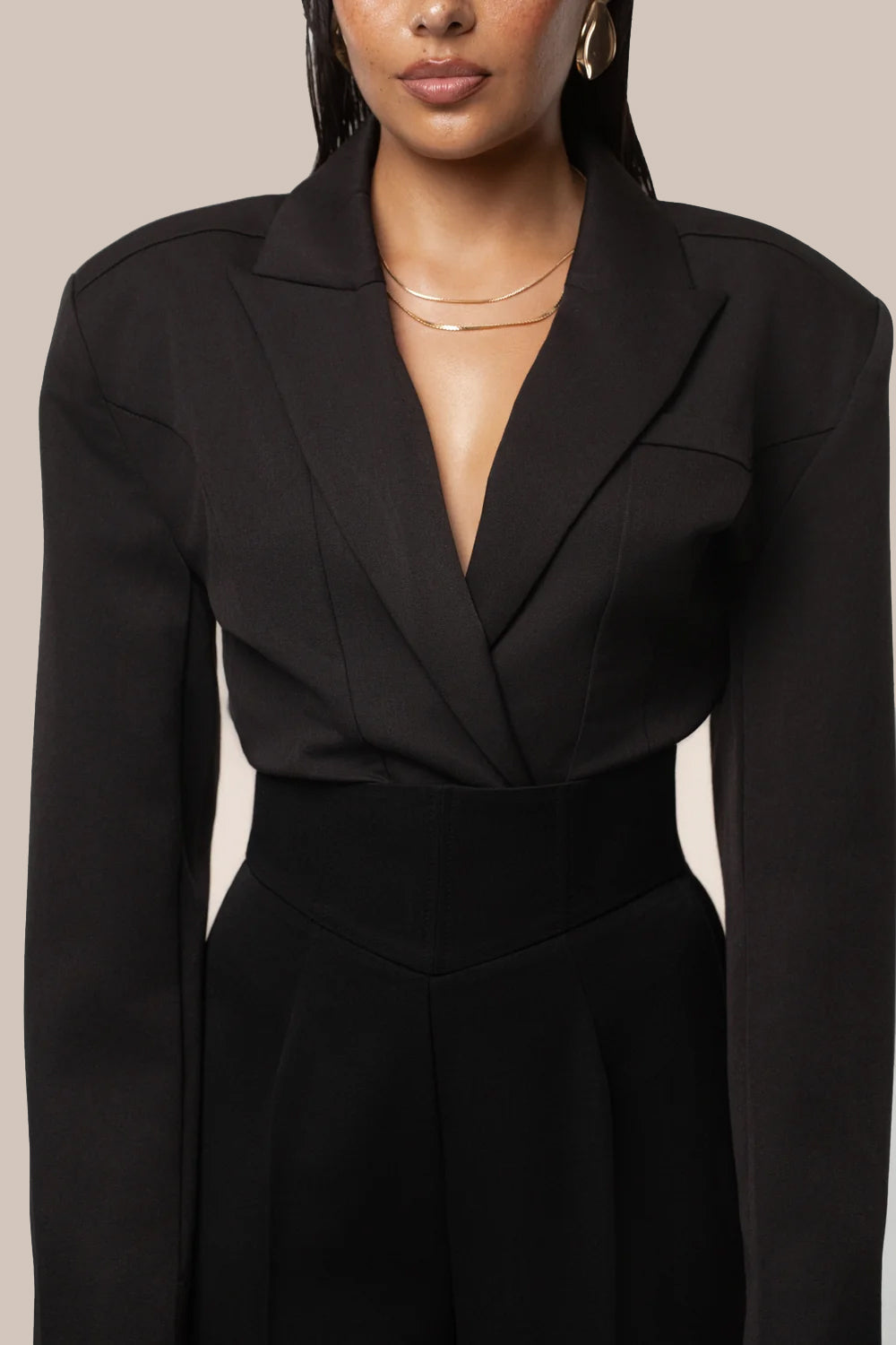 Black Dominica Structured Bodysuit - JLUXLABEL