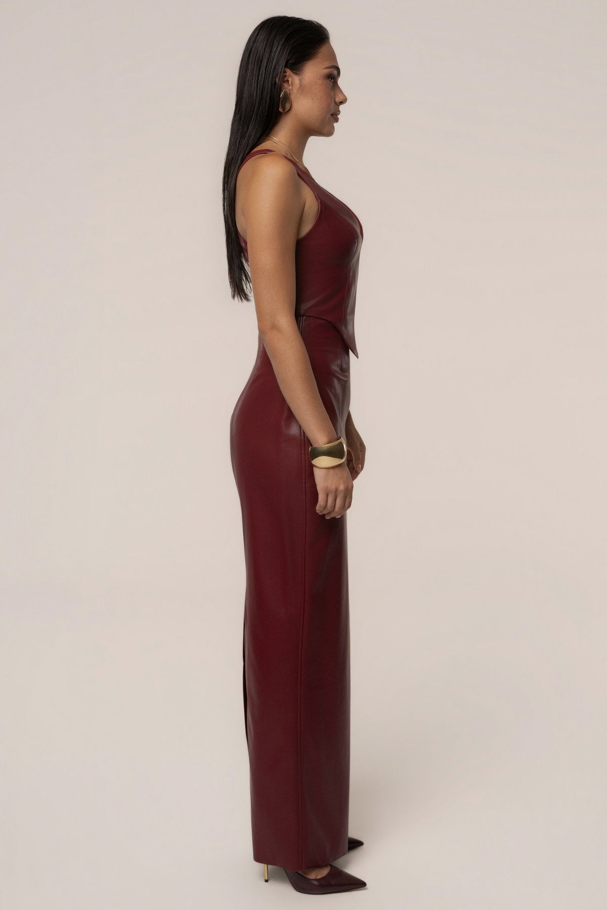 Haut Tate en cuir PU bordeaux
