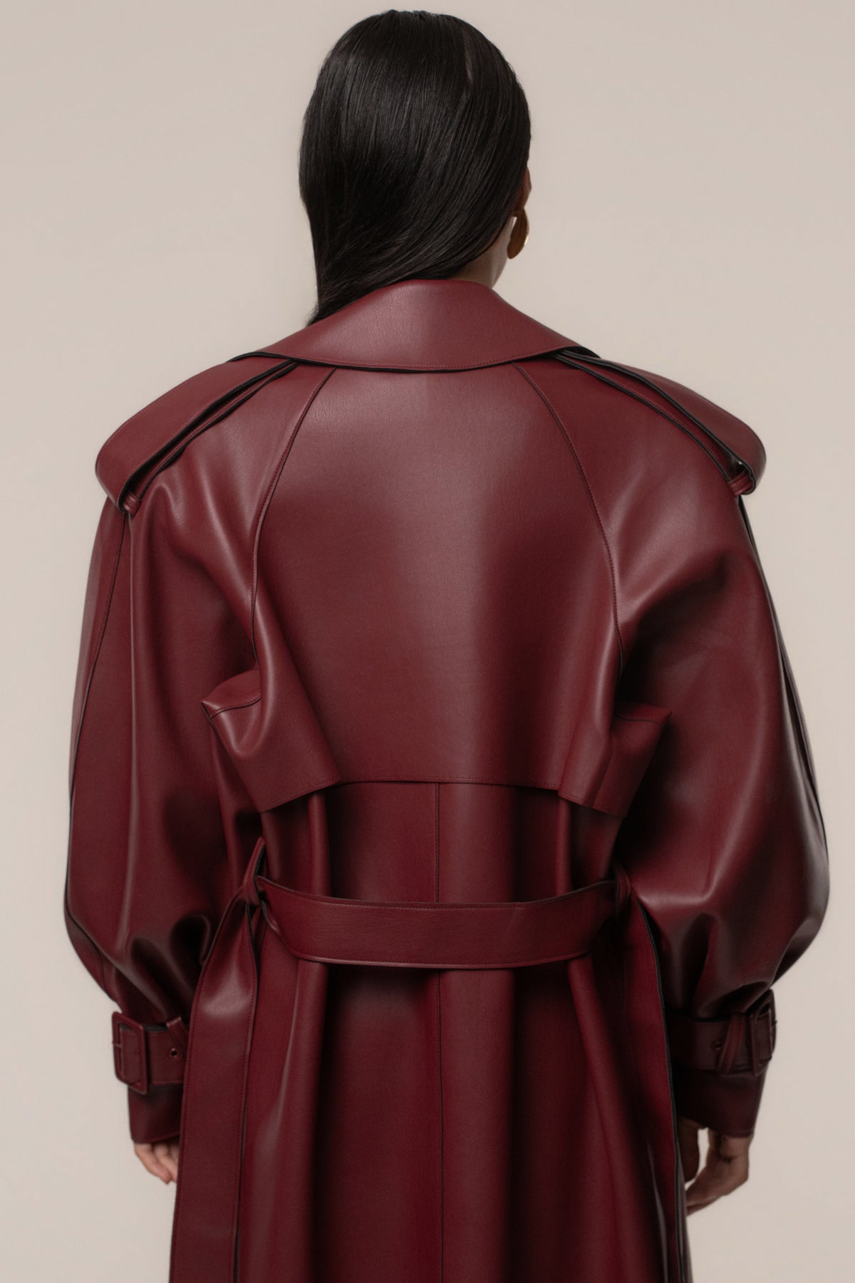 PRE-ORDER Burgundy The Icon PU Leather Coat