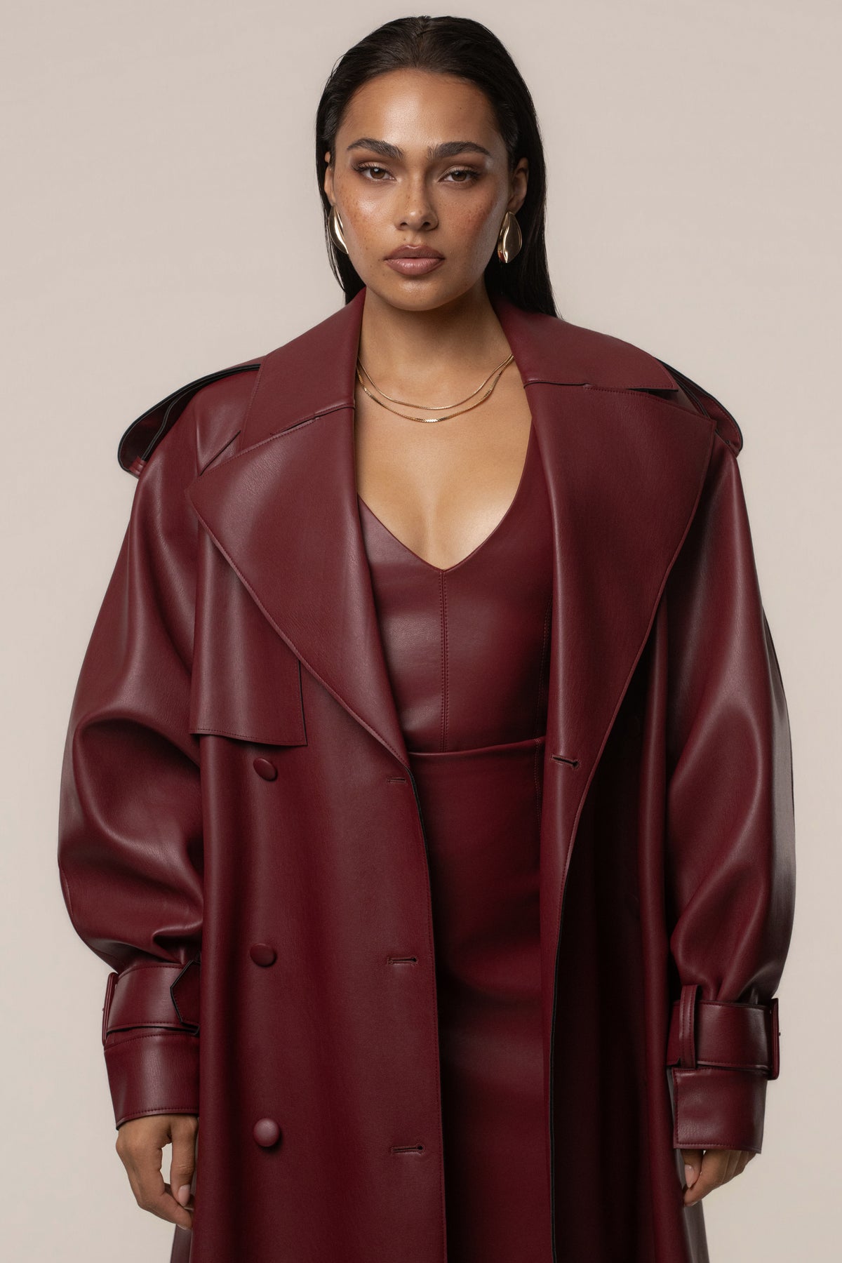 PRE-ORDER Burgundy The Icon PU Leather Coat
