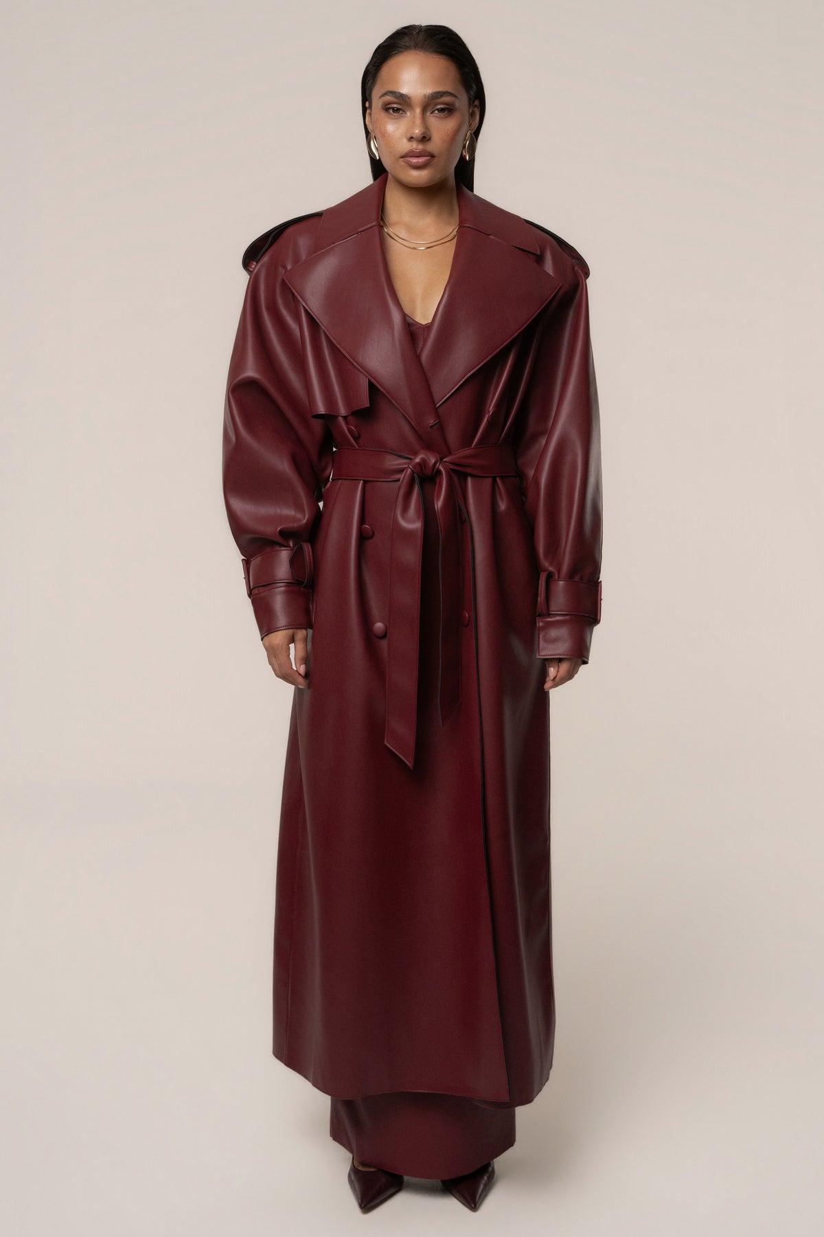 PRE-ORDER Burgundy The Icon PU Leather Coat