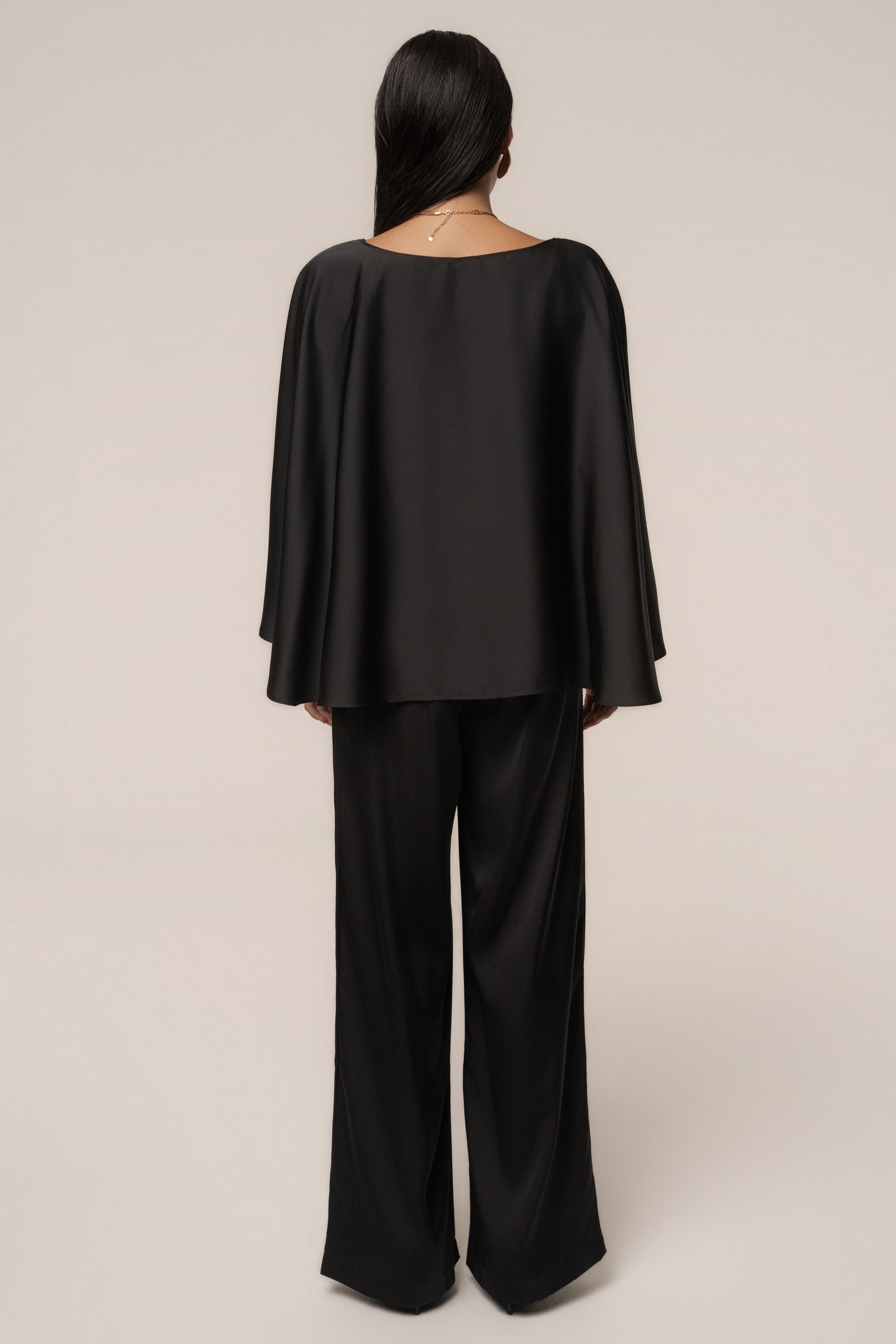 Black Power & Poise Satin Pant Set