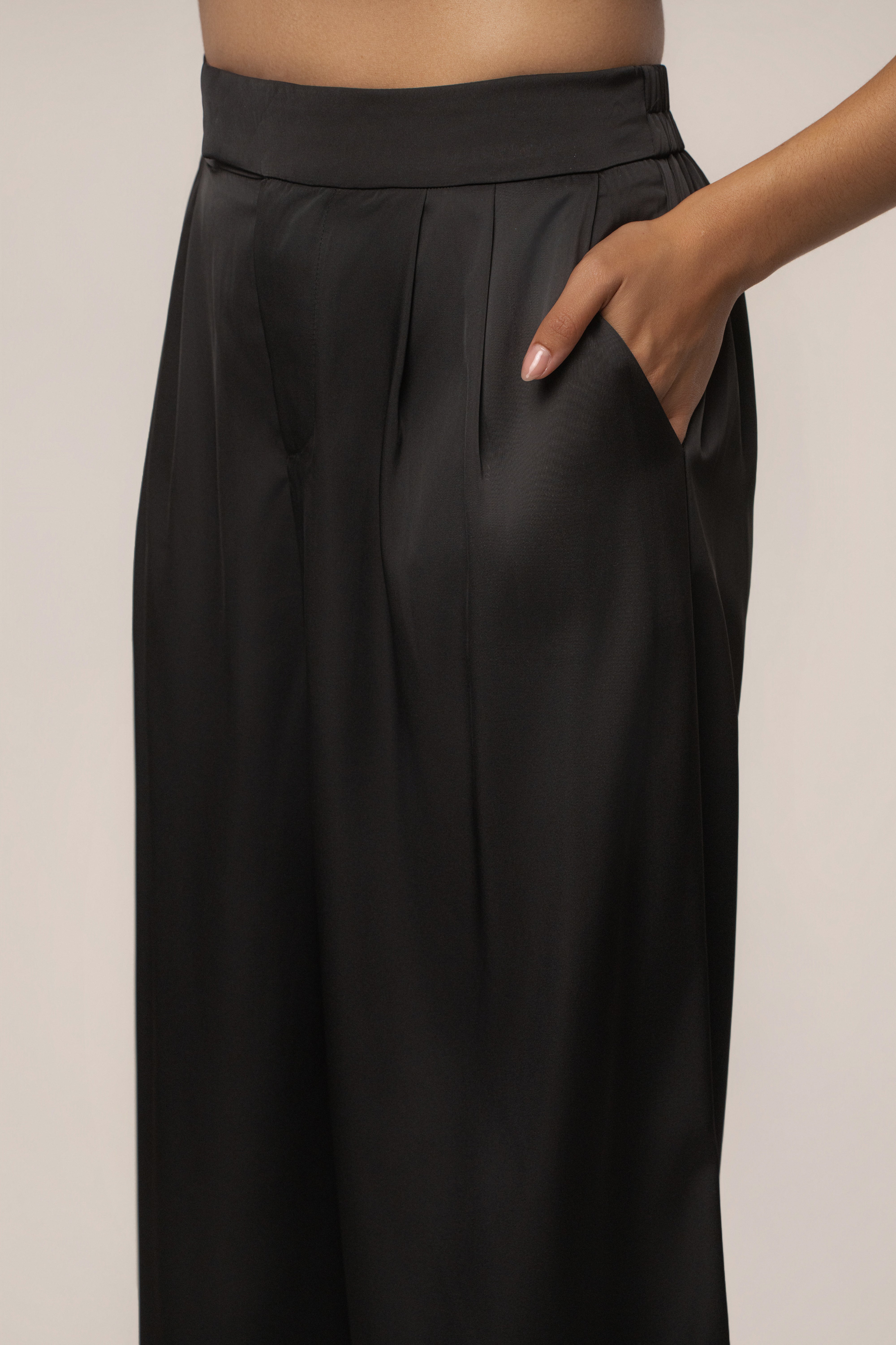 Black Power & Poise Satin Pant Set