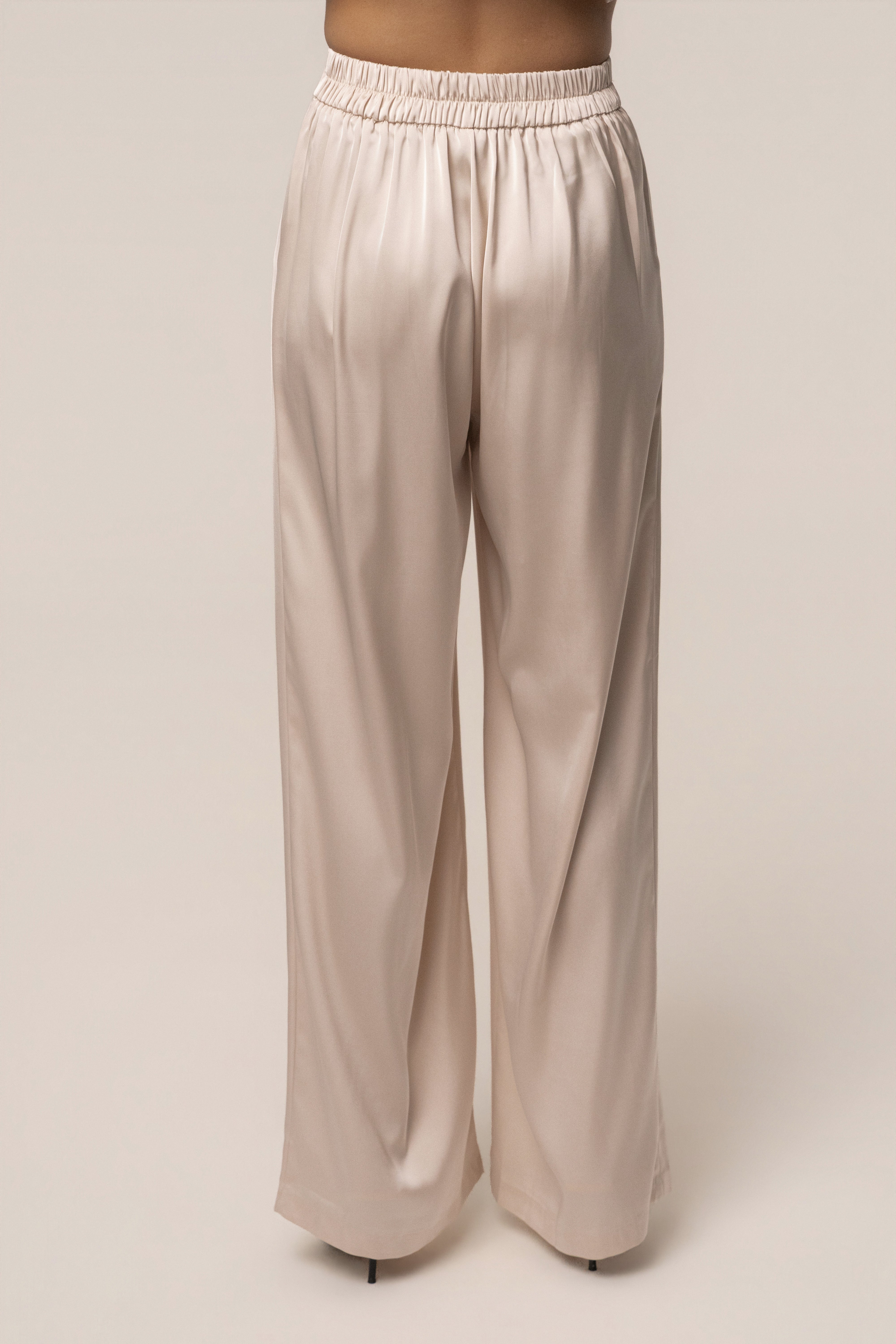Champagne Power & Poise Satin Pant Set