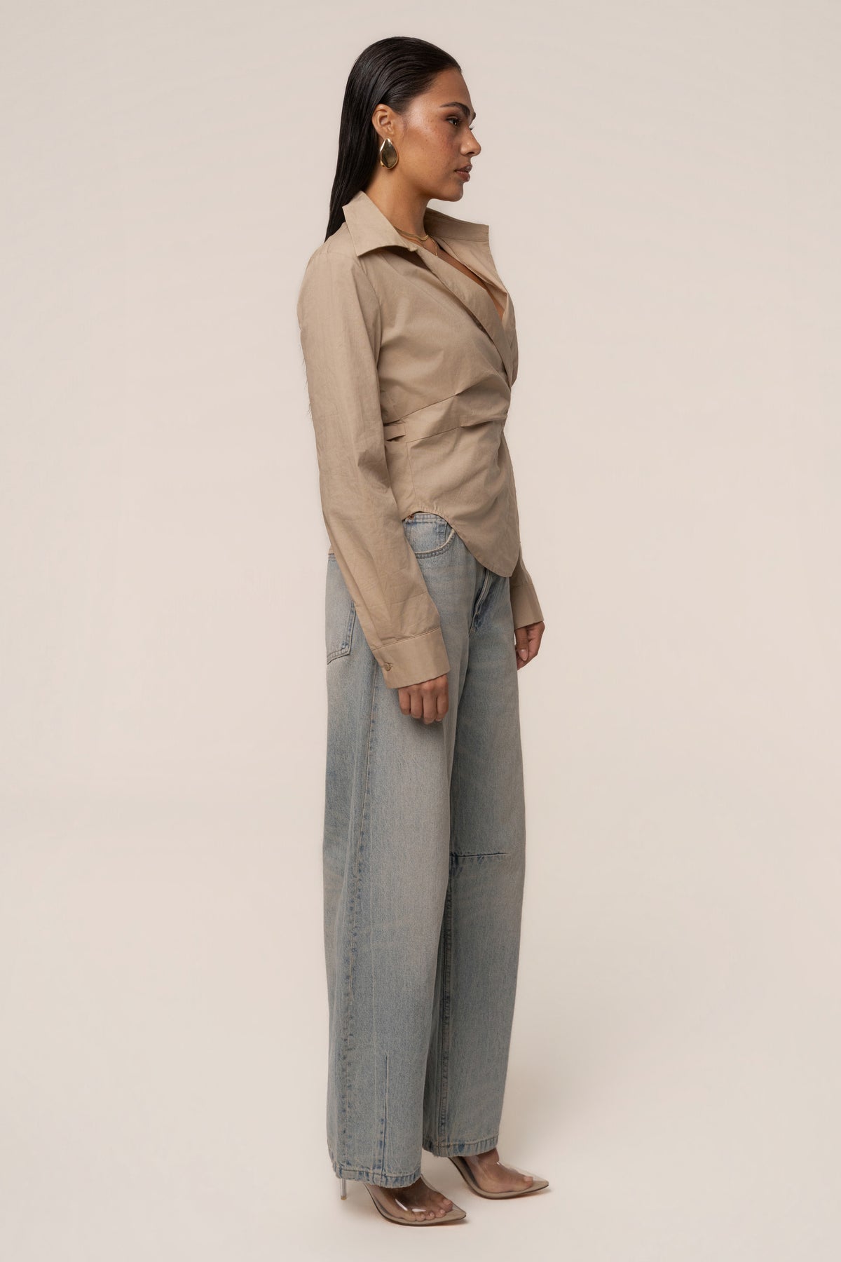Beige Sculpt And Form Blouse