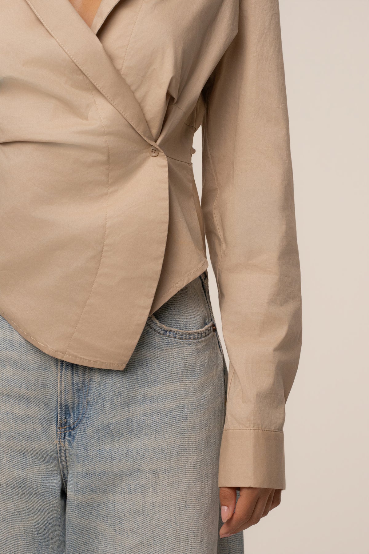 Beige Sculpt And Form Blouse