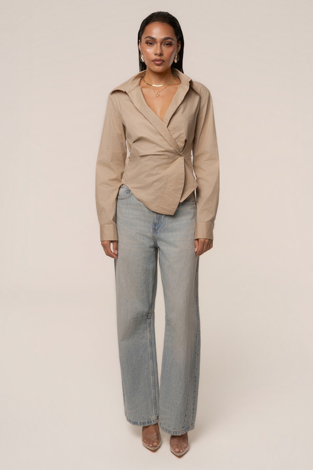 Beige Sculpt And Form Blouse