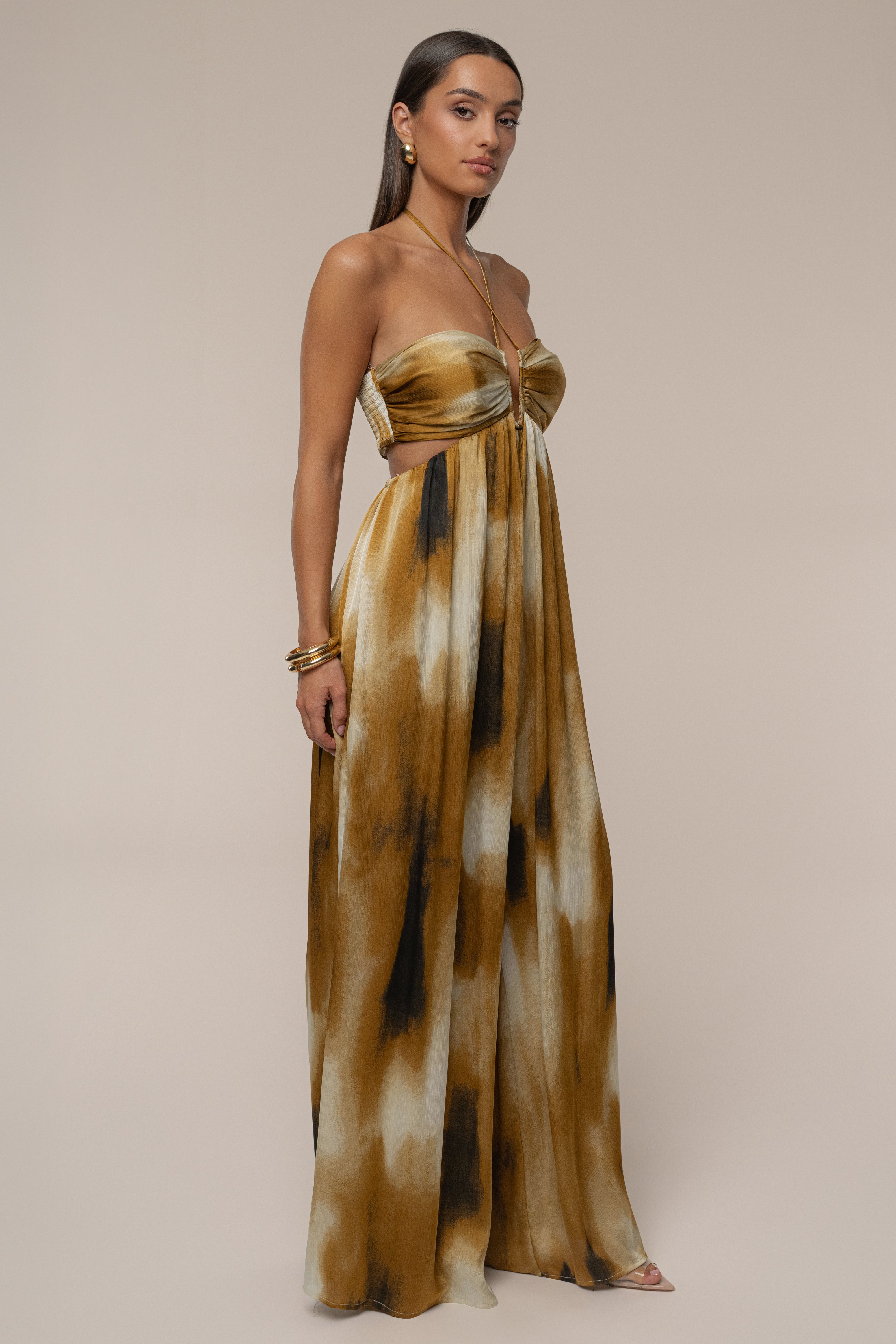 PRE-ORDER Gold Safari Sunset Jumpsuit - JLUXLABEL