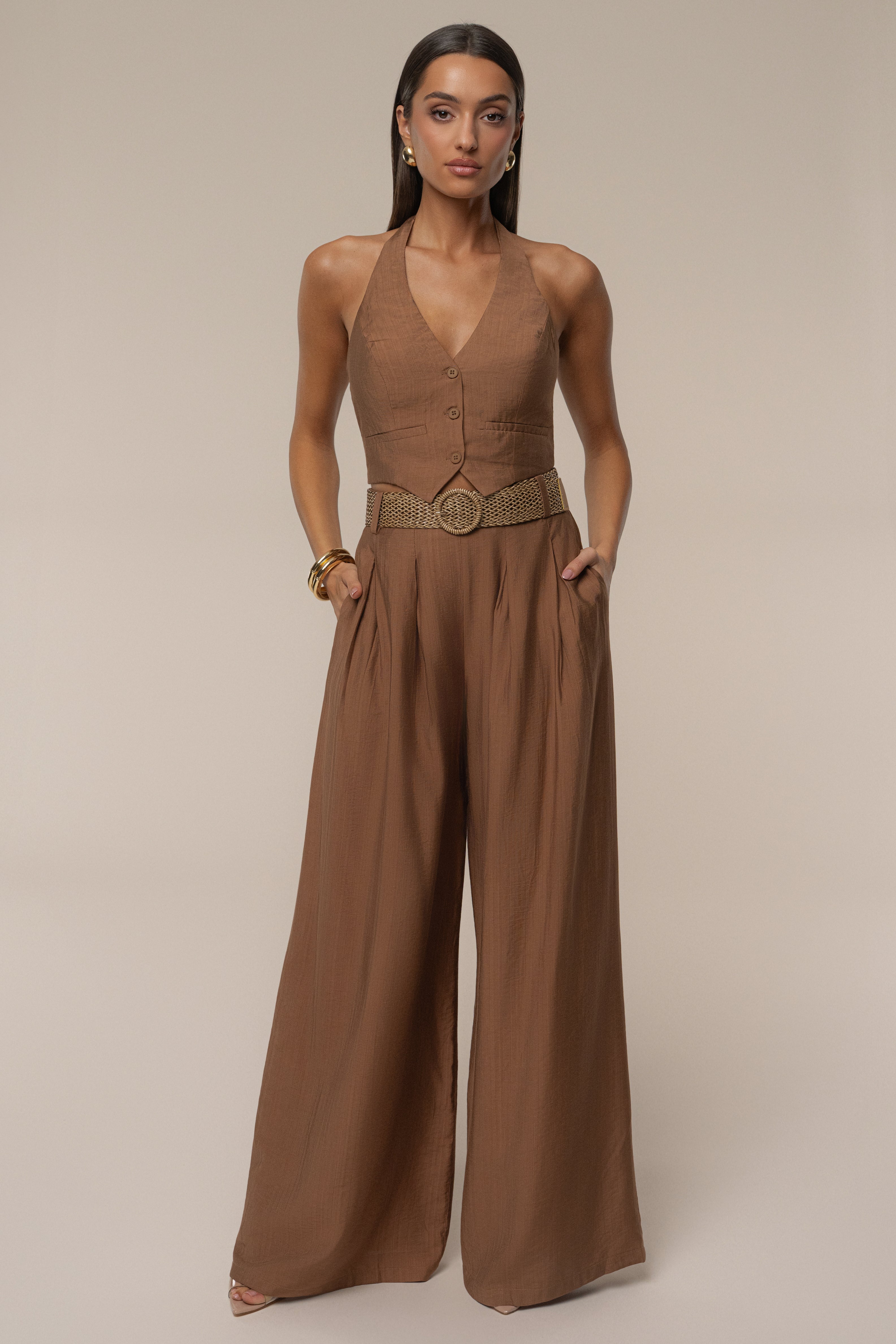 Beige Bailey Two-Piece Pant Set - JLUXLABEL