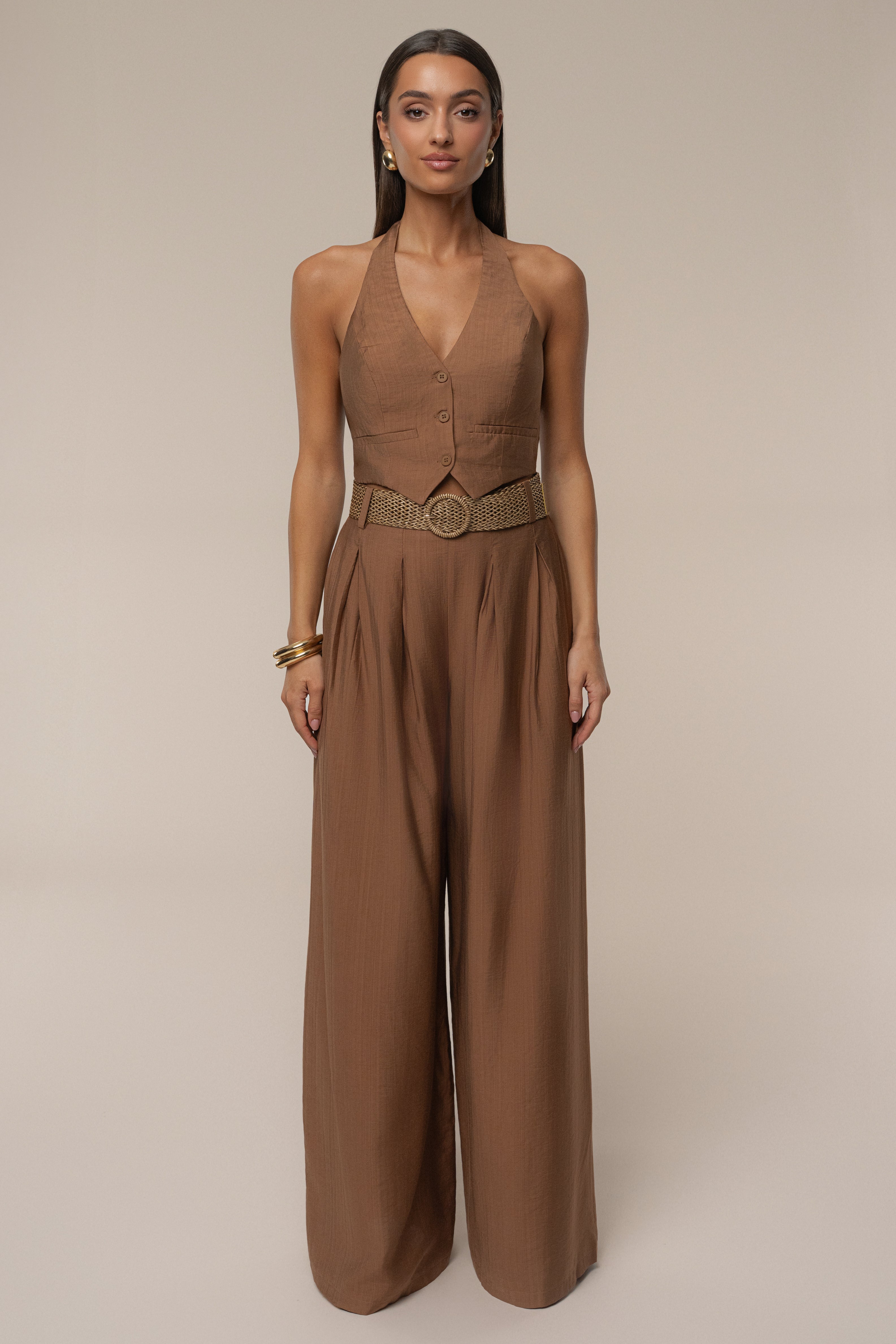 Beige Bailey Two-Piece Pant Set - JLUXLABEL