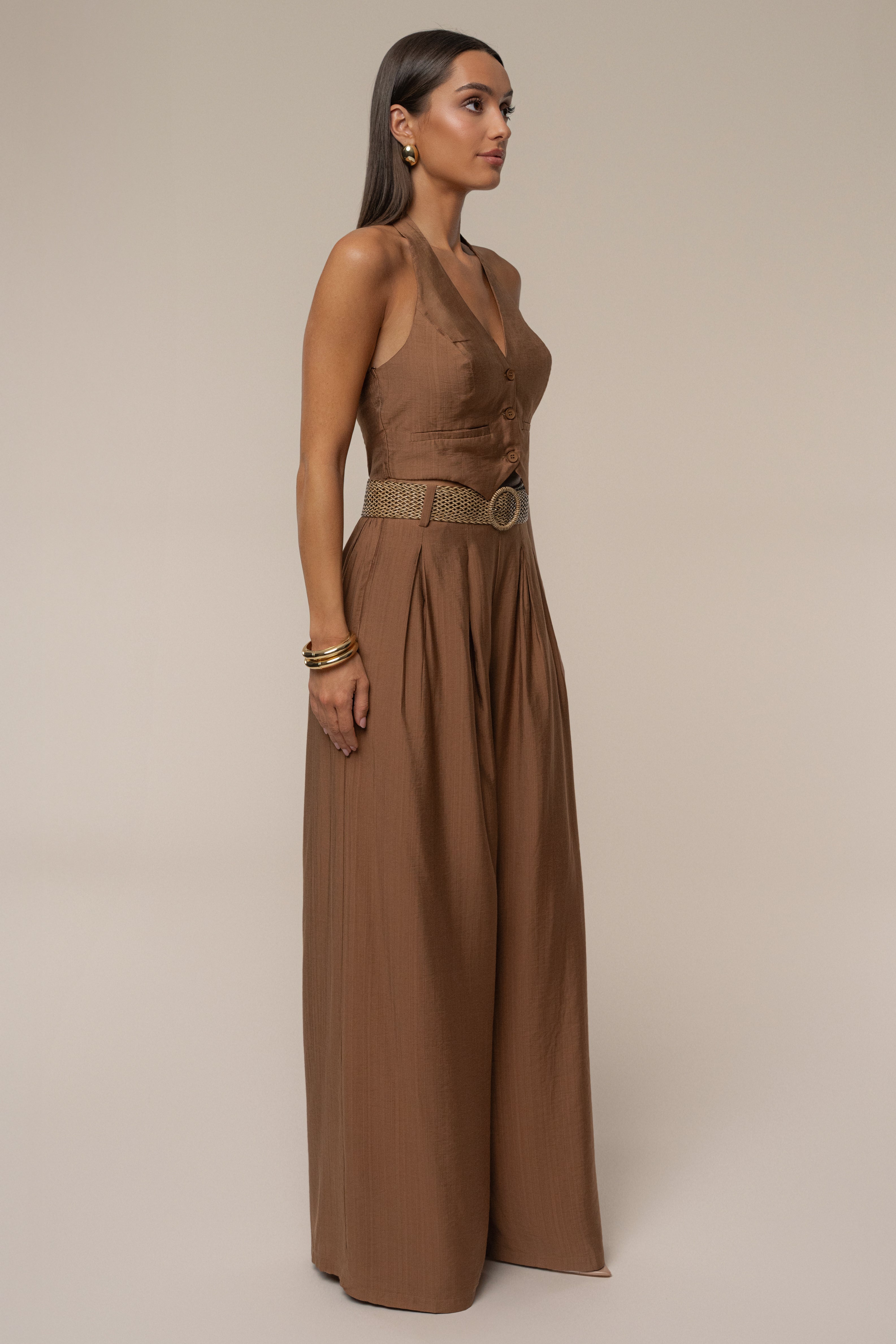 Beige Bailey Two-Piece Pant Set - JLUXLABEL