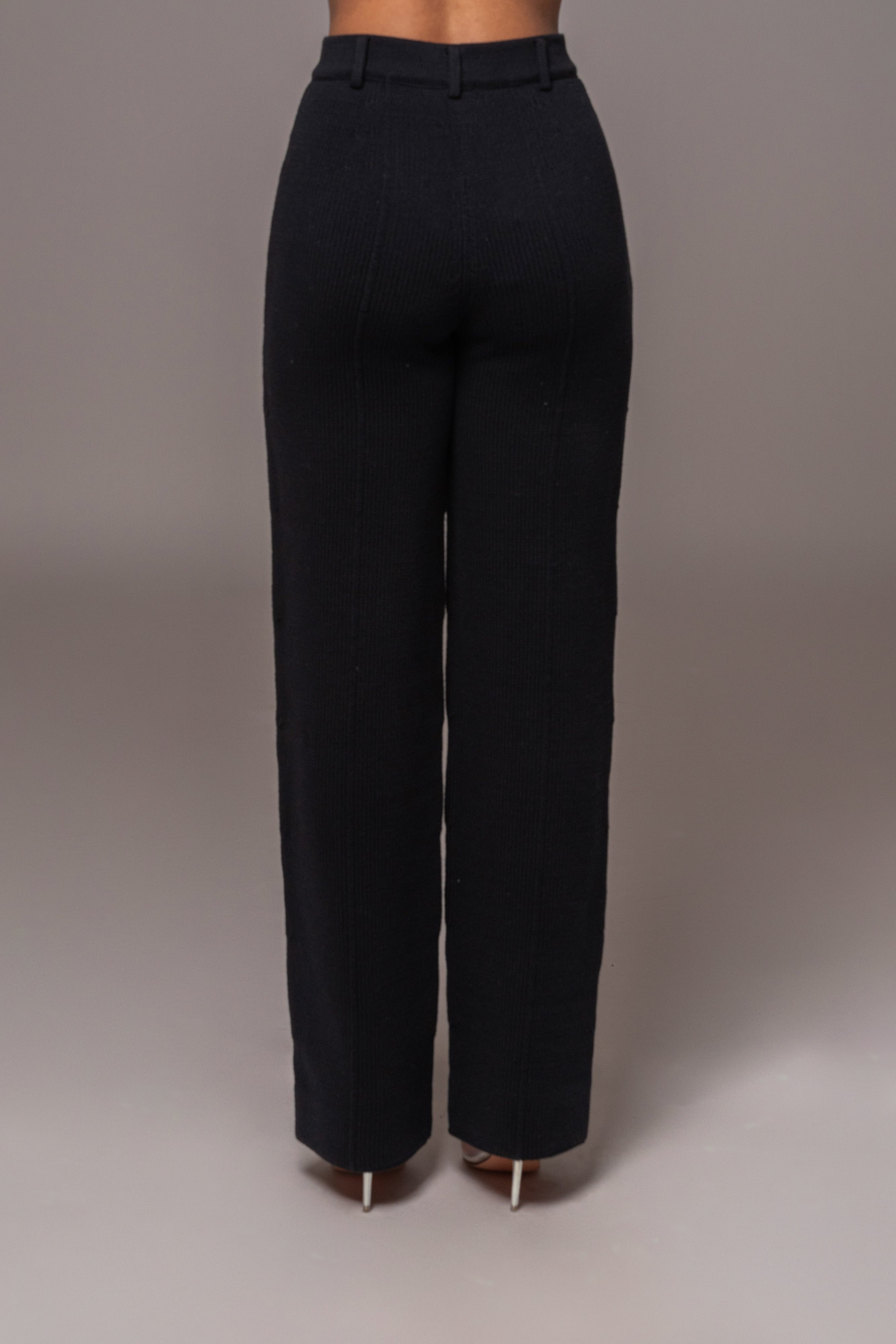 Black Back In Business Knit Trousers - JLUXLABEL