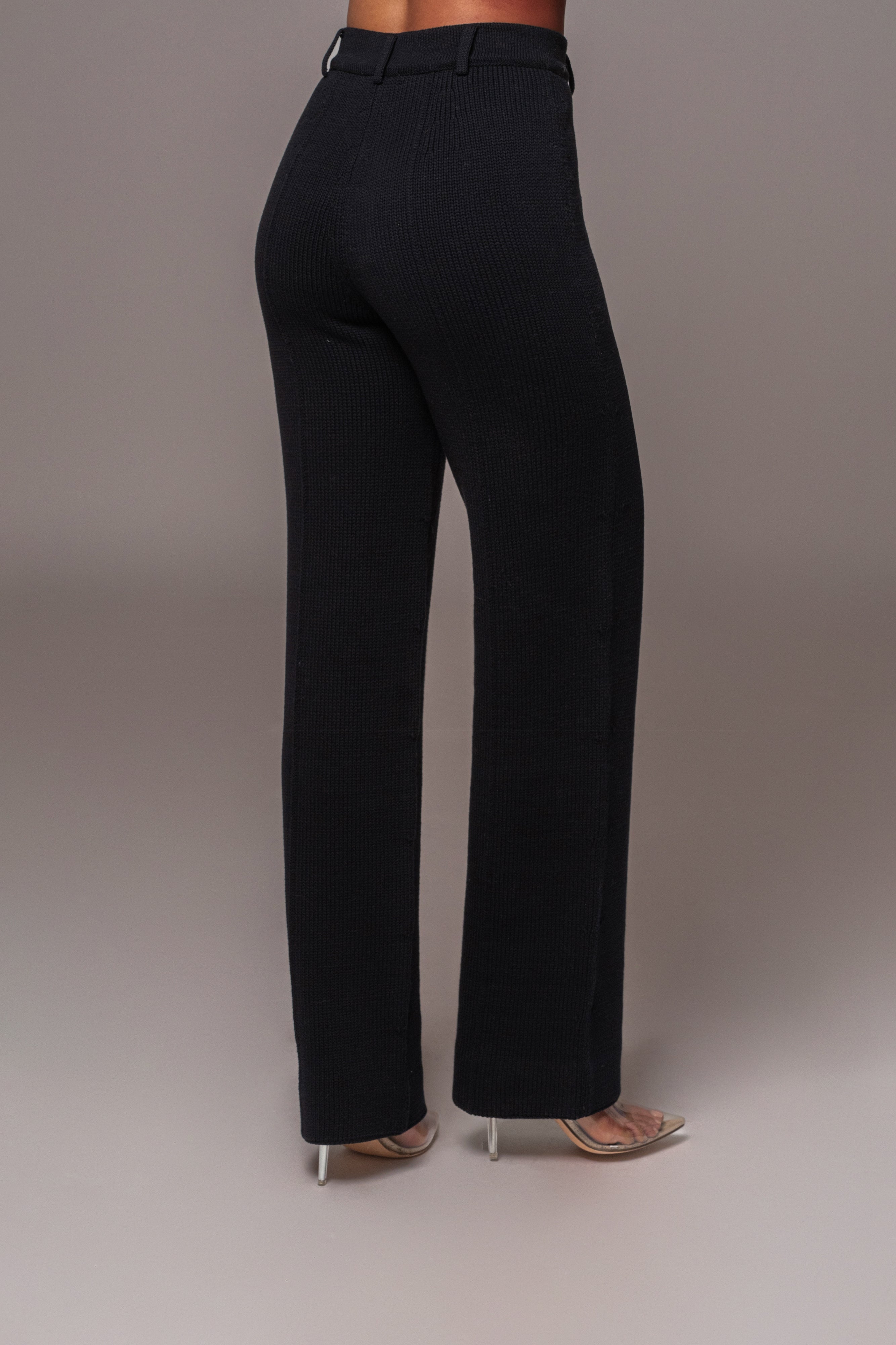 Black Back In Business Knit Trousers - JLUXLABEL