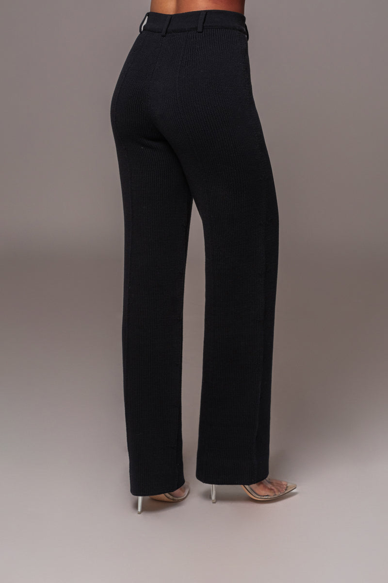 Black Back In Business Knit Trousers - JLUXLABEL
