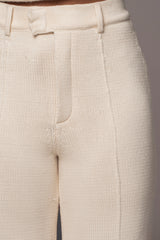 Ivory Back In Business Knit Trousers - JLUXLABEL