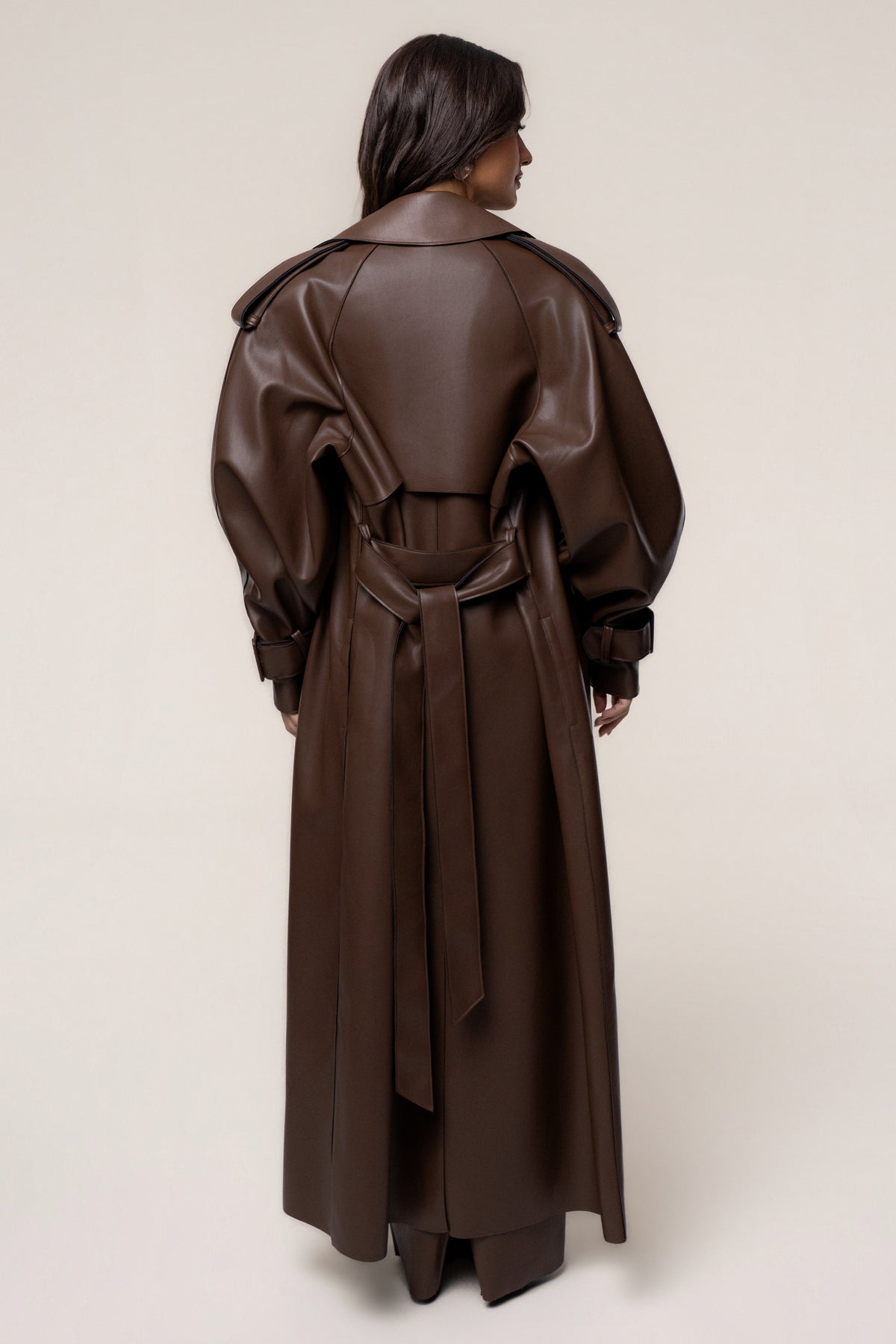 Manteau en cuir PU Chocolate The Icon