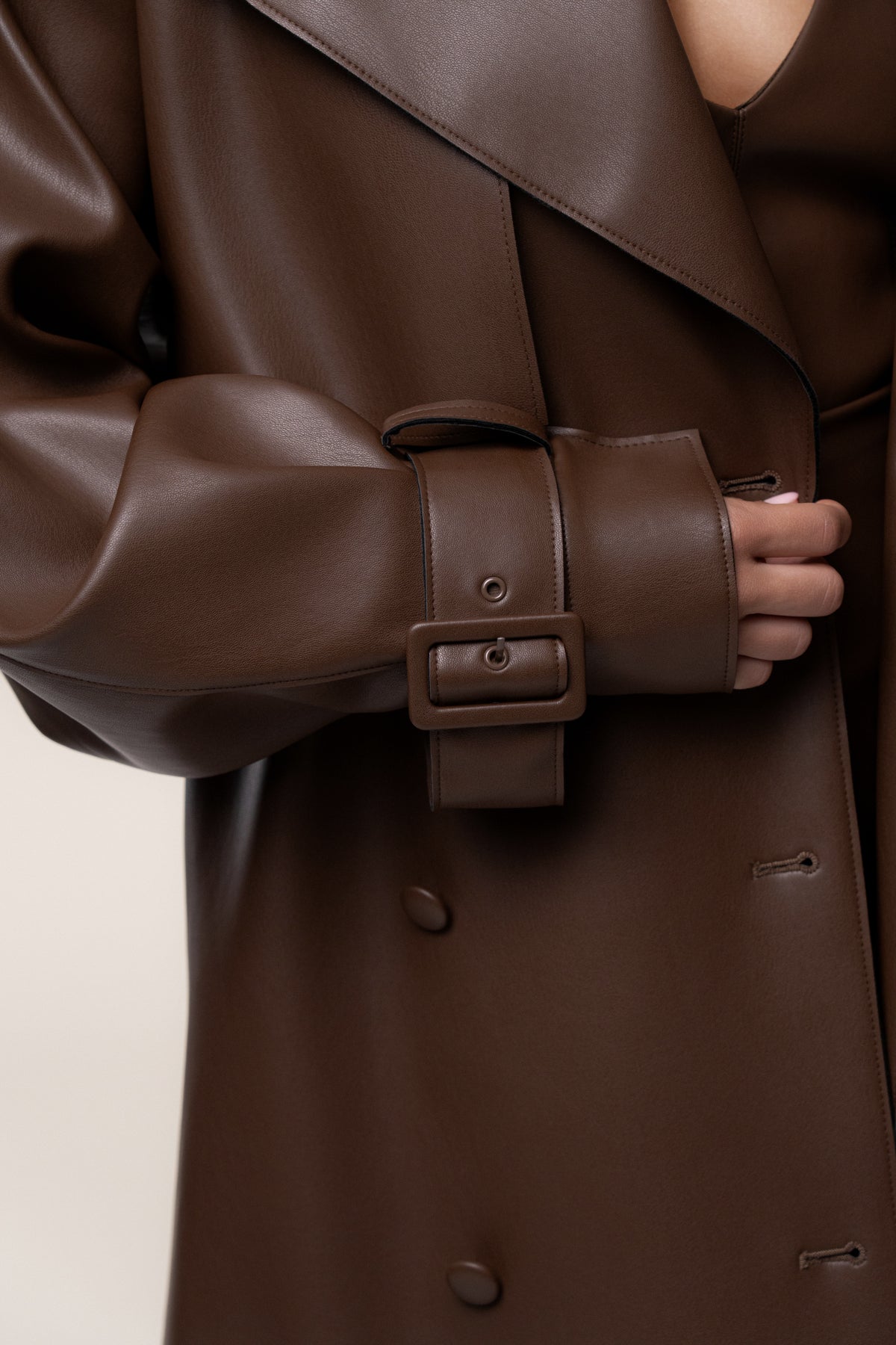 Manteau en cuir PU Chocolate The Icon