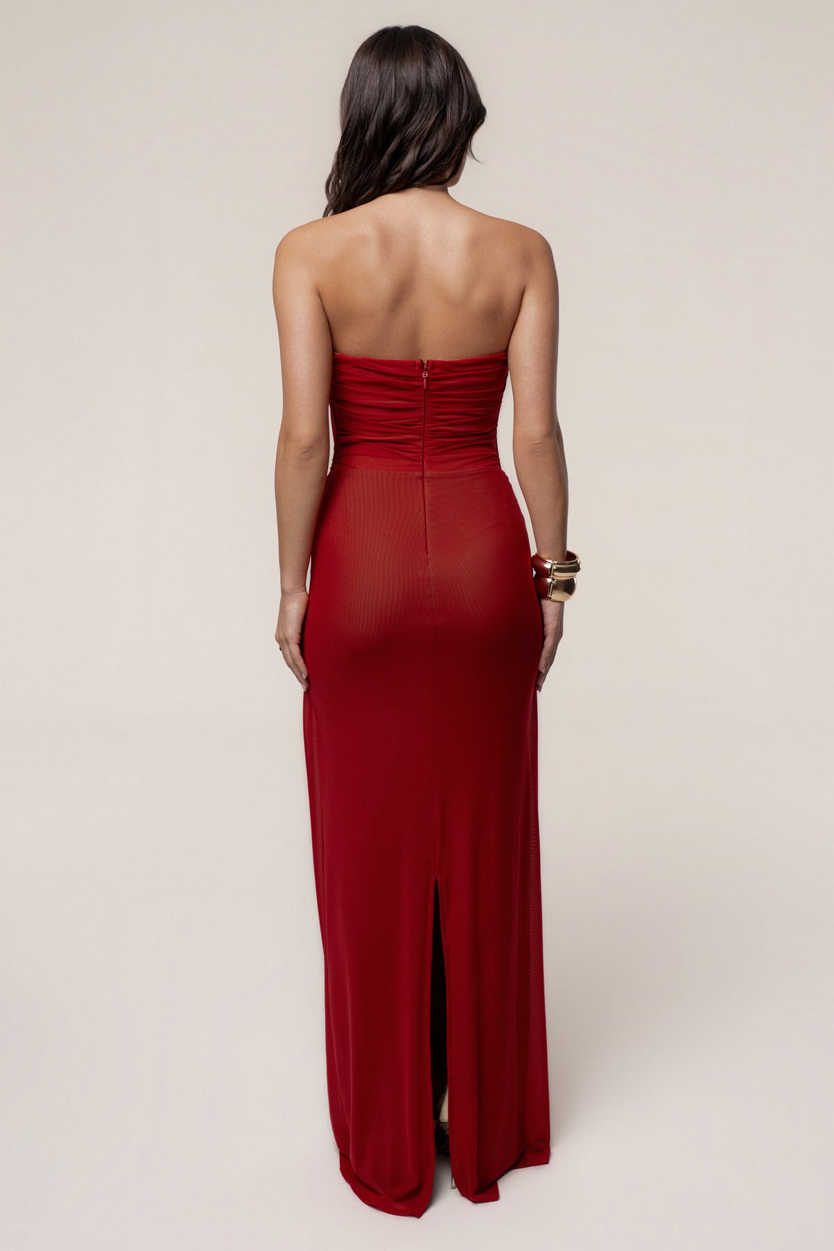 Burgundy Siren Sculpted Mesh Dress