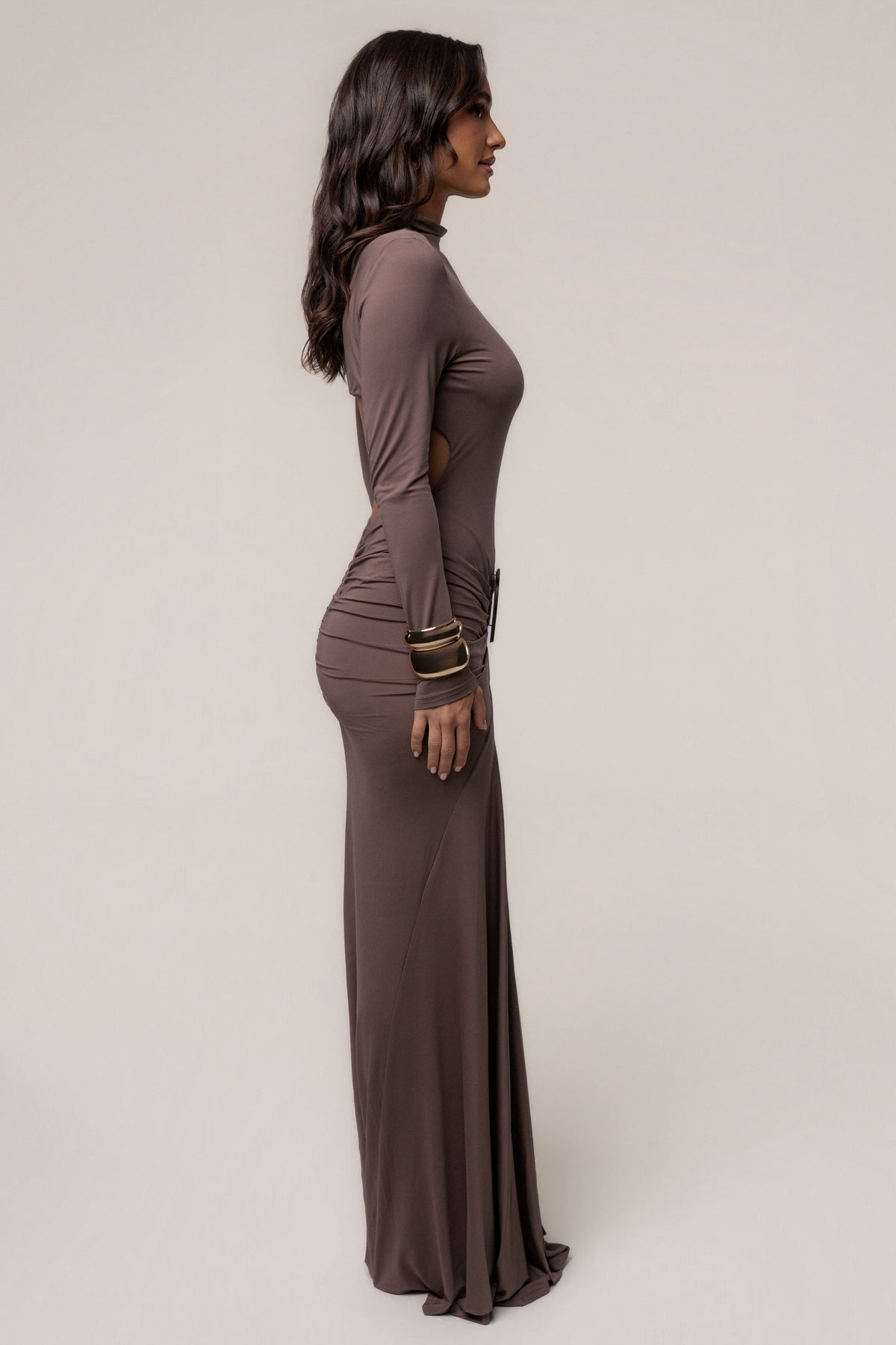 Mocha Esmeralda Mock Neck Dress